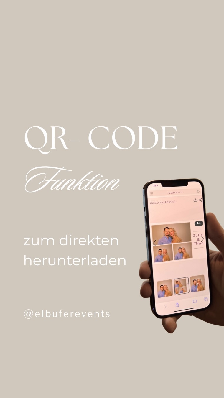 📲 Dein Foto direkt aufs Handy!
Nach jedem Foto erscheint bei unserer Fotobox ein persönlicher QR-Code. Einfach mit dem Smartphone scannen und das Bild direkt vor Ort herunterladen – schnell, unkompliziert und ohne lange Wartezeit. 📸✨
So könnt ihr eure Lieblingsmomente sofort speichern und teilen! 🥳
#Fotobox #elbuferevents #photobooth #qrcode