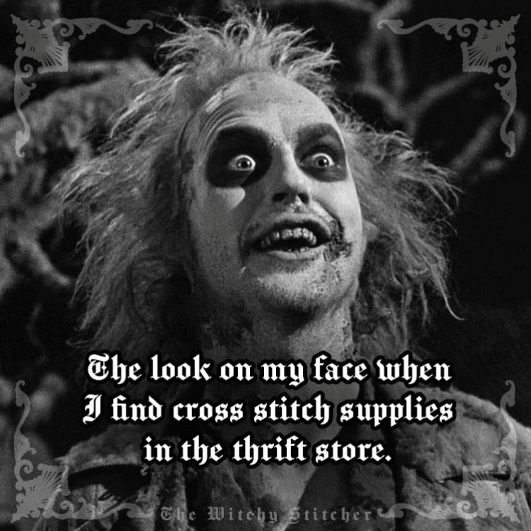 I came for the haunted tchotchkes. I stayed for the cross stitch supplies. Nothing like a craft jackpot ๐ฐ
๐
๐ซAI is used in the creation, development or execution of my designs and content. 100% handmade with the use of StitchSketchPro and Photoshop.
#thewitchystitcher #witchystitcher #crossstitchmeme #sillywitch