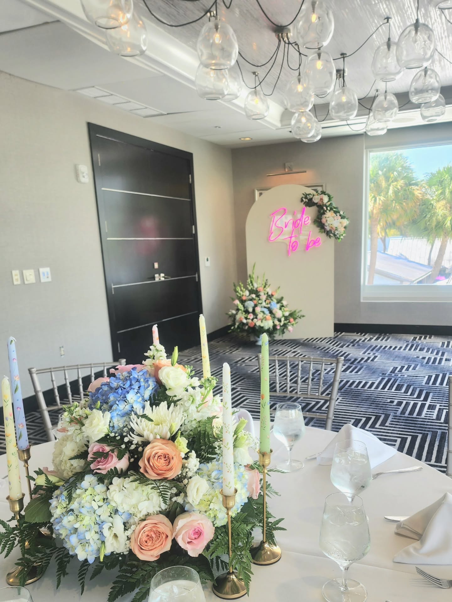 A beautiful bridal shower setup at Shooters Fort Lauderdale 🤍🌸 Soft pastel florals, elegant table centerpieces, candlelight, and a neon sign “Bride to Be” backdrop created the perfect celebration!🍾
Planning a bridal shower in Fort Lauderdale or South Florida? We’d love to create your perfect setup. ✨
☎️ 954 990 4519
#BridalShower #BridalShowerDecor #FortLauderdaleEvents #SouthFloridaEvents #EventDecor