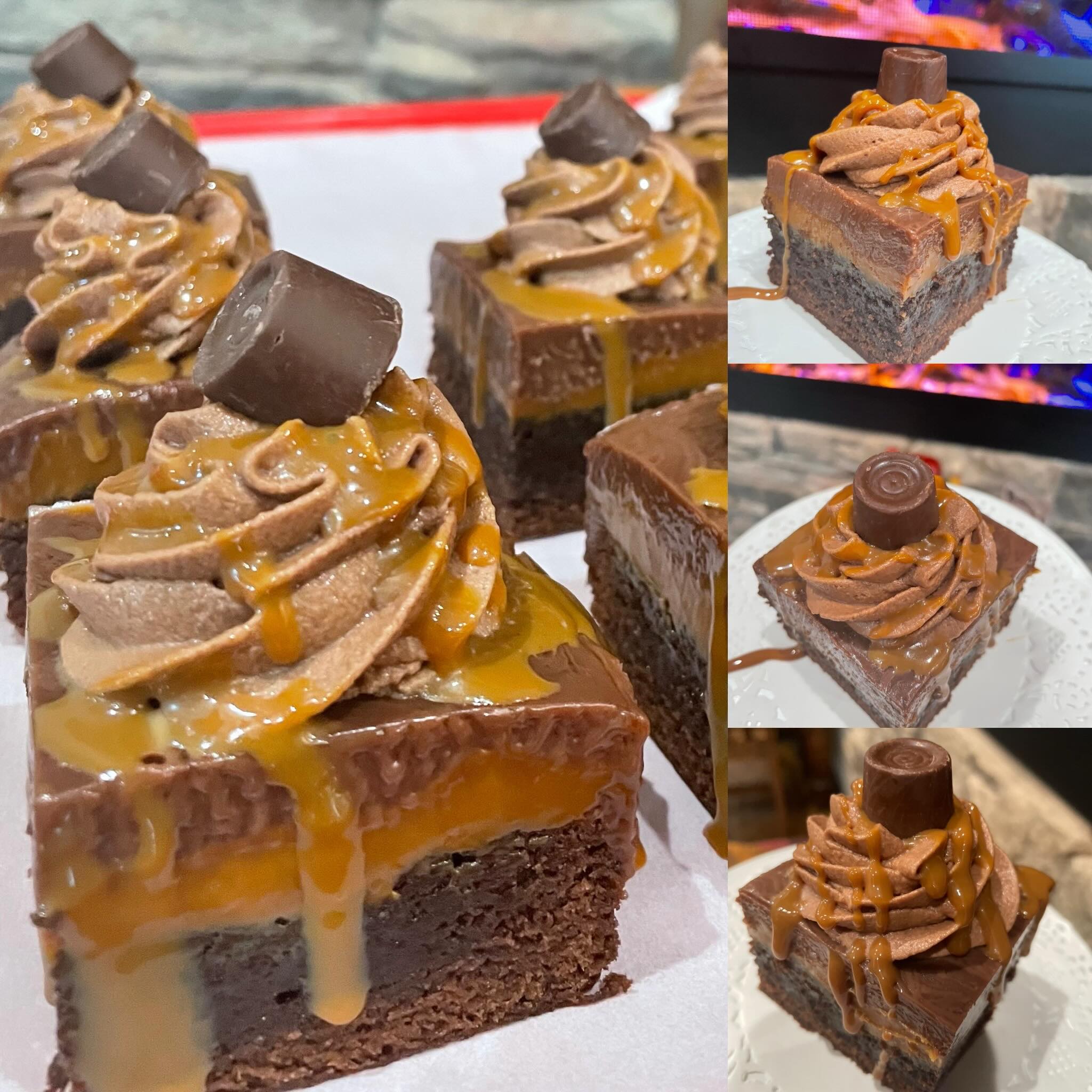 New @pinestreeteatstx Caramel Brownie Stacks