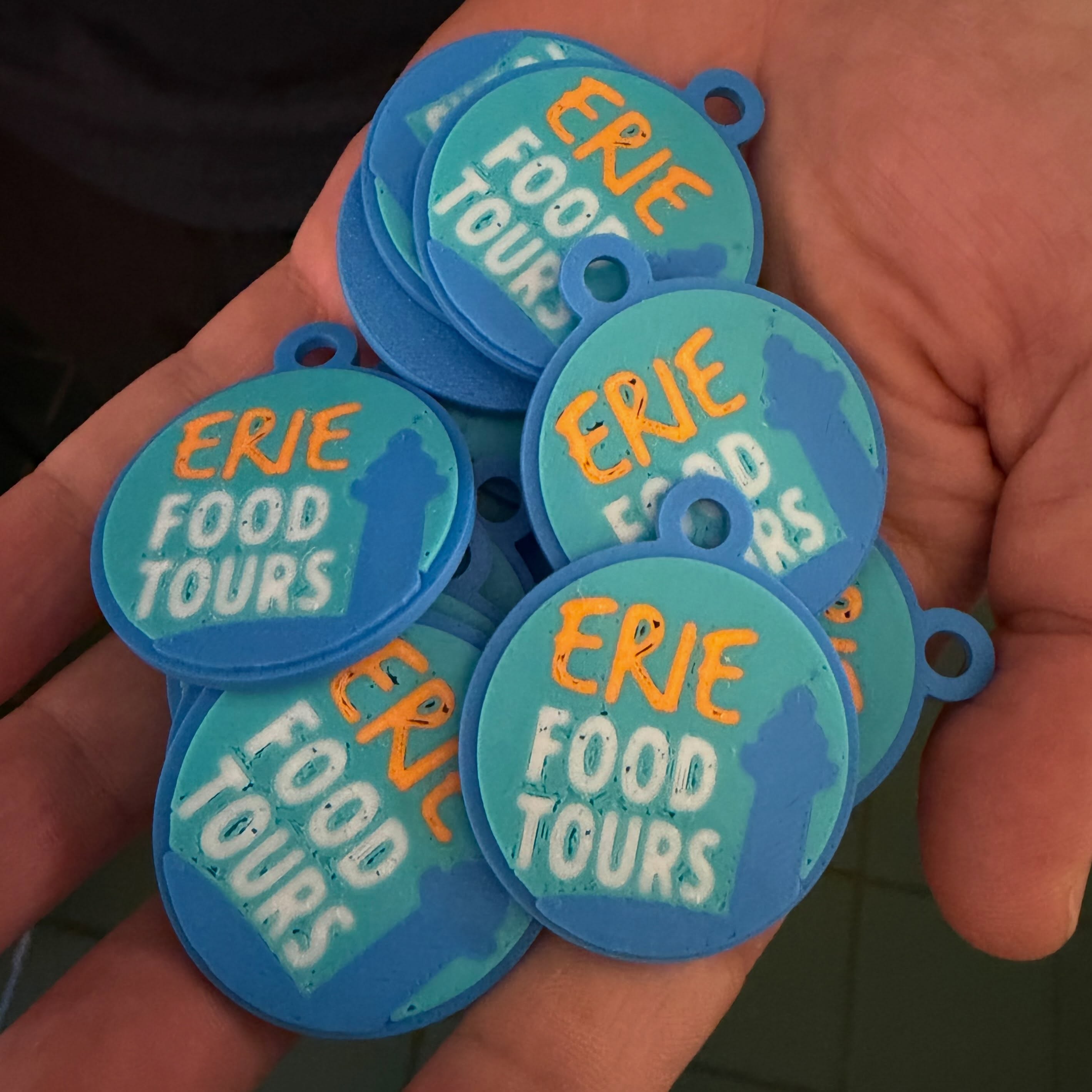Loving the new @eriefoodtours merch created by tour guide Andrew! Who doesn’t need a 3-D printed food tour keychain?! You’ll see these as prizes as on our next Saturday Sip Circuit!