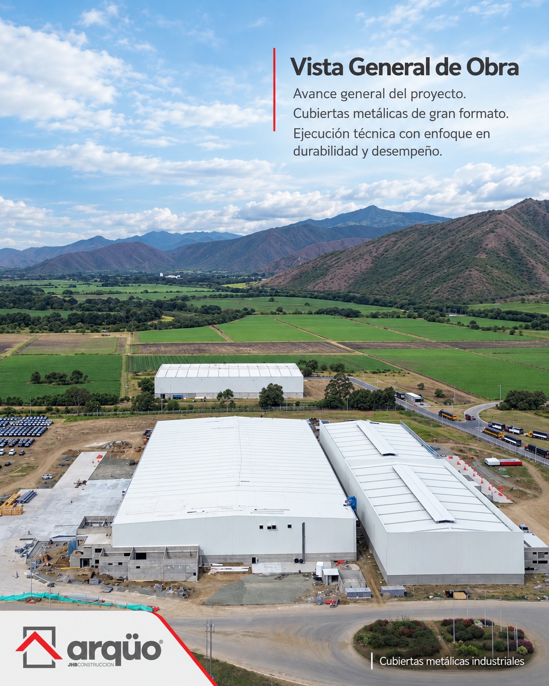 Cada proyecto refleja lo que hacemos mejor: ejecución técnica, precisión y experiencia en obra industrial.
En ARQUO desarrollamos soluciones para cubiertas y cerramientos metálicos, acompañando cada etapa desde el suministro hasta la instalación, con personal especializado y enfoque en seguridad, eficiencia y calidad constructiva.
🏗️ Cubiertas metálicas industriales
🏭 Cerramientos y fachadas
🔩 Suministro e instalación
🦺 Ejecución técnica en obra
Construimos soluciones que protegen, funcionan y perduran.
📩 Cotiza tu próximo proyecto con ARQUO.