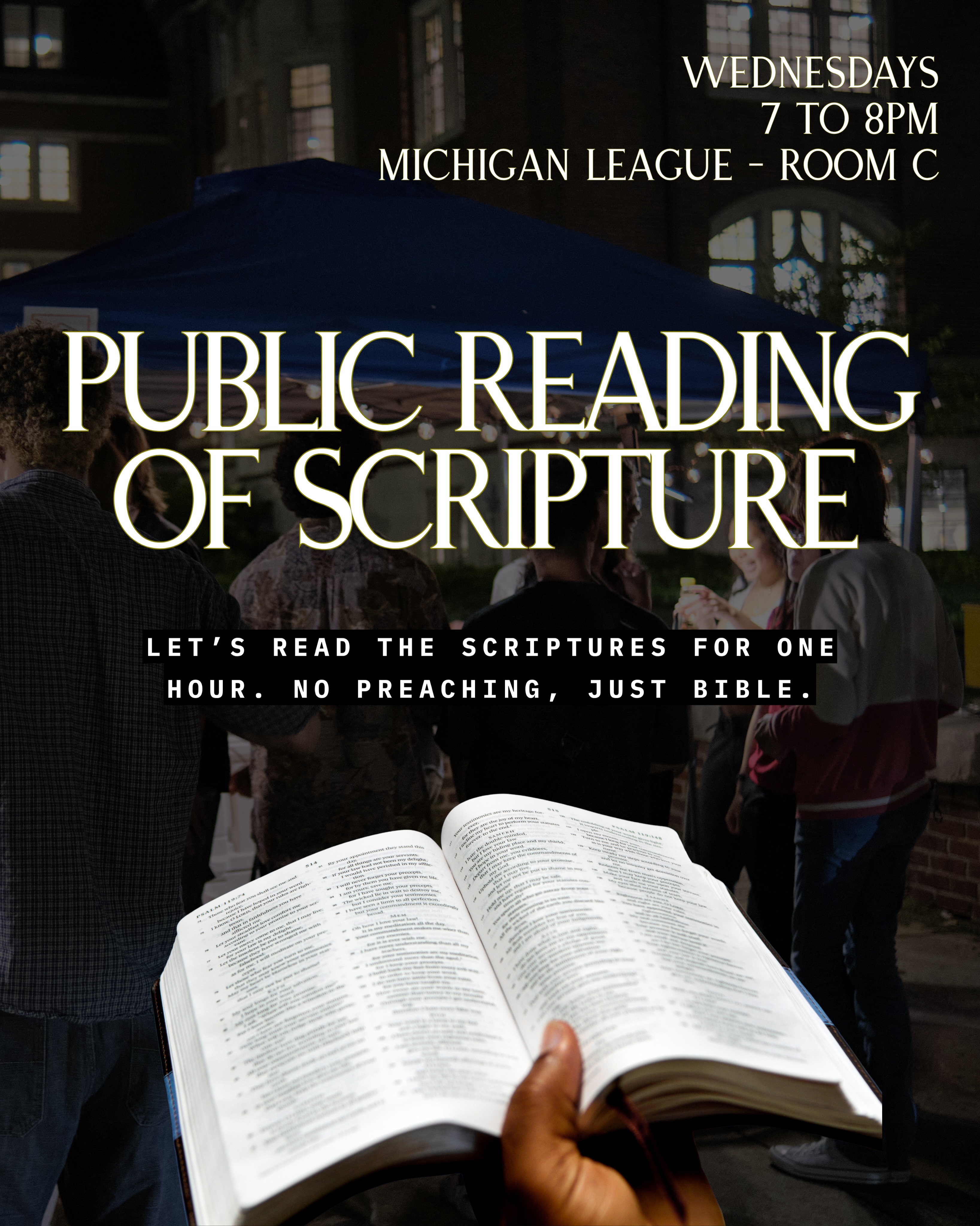 Two new connect groups starting tonight 🤩✨
Curious about the Bible but don’t know where to start?
Need to jumpstart your Bible reading plan?
Public Reading of Scripture starts TONIGHT ‼️
1 hour of Bible reading w/ no preaching, no distractions. We’ll go through a couple chapters together each week for the next 5 weeks. DM for more info or just show up!
📍Michigan League - Room C
📖 Wednesdays 7 -8 pm
#thereare66booksinthebible #didyouknowitisoriginallywrittenin #hebrew #aramaic #andgreek
Charcuterie Chats (Women’s Group) also starts TONIGHT ❤️🔥
Each week features a themed charcuterie board paired with a hands on tutorial and meaningful conversations. The goal is to spark genuine connections and go beyond surface level interactions.
Come through for the tutorial, conversation, or just to graze the board! You don’t have to be Christian to join 💃🏽
We have a GroupMe with info on each week’s theme and featured ingredient! DM to join!
📍Haven Hall - Room 1700
🫒Wednesdays @ 7 PM