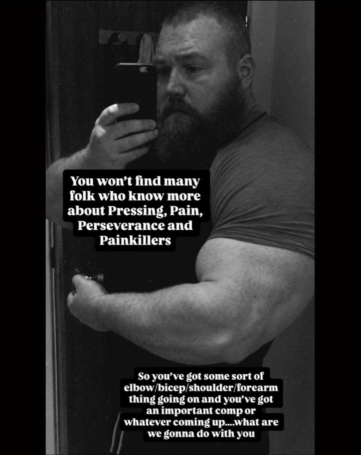 if your elbows/forearms/bicep tendons are giving you grief and you’ve still got to compete or train, this stuff will save your session.
Across the slides you’ve got the whole situation :
• Voodoo floss for compression and decompression
• The meat grinder and soft tissue work for releasing hot spots
• Elbow TKEs and banded traction to re-pattern the joint
• Trigger point and forearm massage to calm down overworked tissue
• Band and light-load work to flush blood and restore glide
• Isometric holds for quick analgesic effect when nothing else touches it
It’s not a fix - but it’s a good way to get through a session or comp without making things worse.
Deal with the systemic causes later, but for now this’ll keep you moving and lifting.
Obviously as I mention several times throughout the goal is not to find yourself in this situation but shit happens sometimes.
Credit for some of the videos featured to whatever Kelly Starrett calls himself now and SuperD Donnie Thompson. Oh theres a several times reshared Zach Schulze video in there as well.
If you want to deep dive more theres an article on the TeamJoshHezza site titled ‘’What Lifters Actually Do When Shit Hits the Fan’ - so just search for that.
I haven’t put recommendations for things like painkillers or peptides or whatever you mums latest favourite research chemicals are for her rats on here for obvious reason but I gotchu if you reach out
