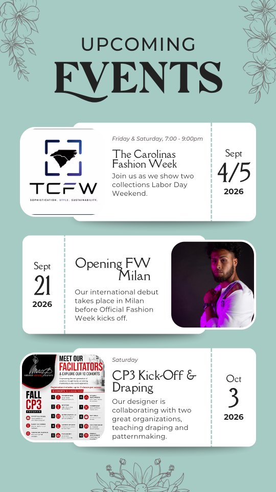September is here!
And we're kicking it off with the pedal to the metal. We've been a little quiet but there's been a lot, A LOT, going on behind the scenes.
So heres a quick look at what's coming up:
1. We're showing this Friday and Saturday in Charlotte, NC @thecarolinasfashionweek in Griffith Hall. Grab your tickets! We'd love to see you there.
2. We've been quiet about this one 😌 Our international debut in Milan @openingfashionweekmilan on Sept. 21st.
3. The Midwest Apparel Creative Foundation kicks off with another cohort of its CP3 Program where our designer will be facilitating the next 7 weeks, starting the week of Oct. 5th. Secure your spot to learn more about the different avenues in the fashion industry.
4. The same day, our designer will be teaching Intro to Draping among our friends at @sewvalley from 12pm to 4pm. Be sure to grab your seat before it's gone!
And there will be much more coming soon!
#septembercalendar #moretocome #workshops #mensfashion #amalinecollections
