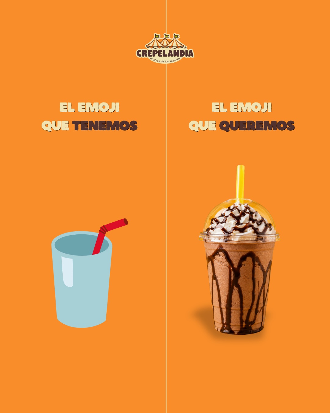 ¡Hay emojis que realmente necesitamoos! 😂🧡
¡Queremos ese emoji! ¿A quién más le pasa?
Compártelo con quien siempre termina diciendo: “vamos por un frappé”. 😂
#crepelandia #mundodesabores #frappes #chocolovers #antojodulce