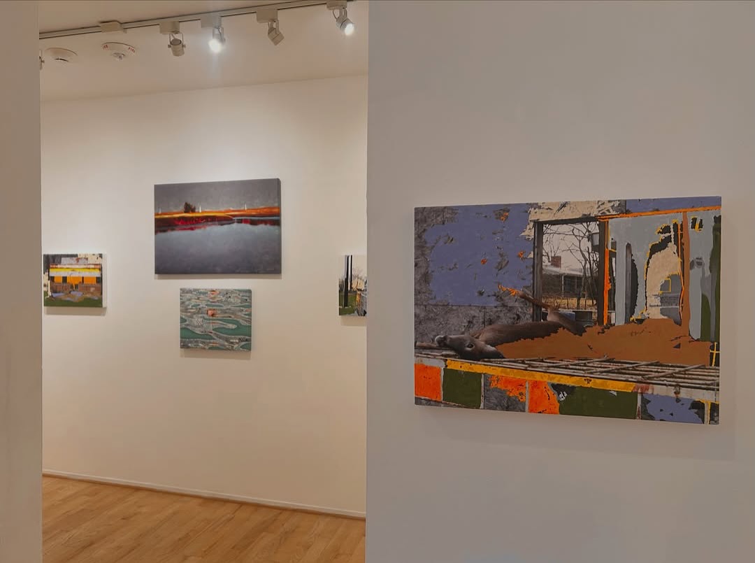 Here’s a photo from @scotttesonart from the Closing Reception and Artist Talk at LAUNCH Gallery in L.A. on Saturday.
(The 3 paintings at the left, starting with the one on the left, clockwise):
Beth Davila Waldman, “When the Levee Breaks No. 8”, 2026, archival pigment and acrylic paint on canvas, 15 1/8 × 20 1/4 inches.
Danielle Eubank, “Palo Alto VIII”, 2024, oil on linen, 24 × 36 inches.
Danielle Eubank, “Moorea I”, 2026, oil on linen, 16 x 20 inches.
(The painting on the right):
Beth Davila Waldman, “When the Levee Breaks No. 9”, 2026, archival pigment and acrylic paint on canvas, 15 1/8 × 20 1/4 inches.
@waldmanarts
@eubankart
@launch_la