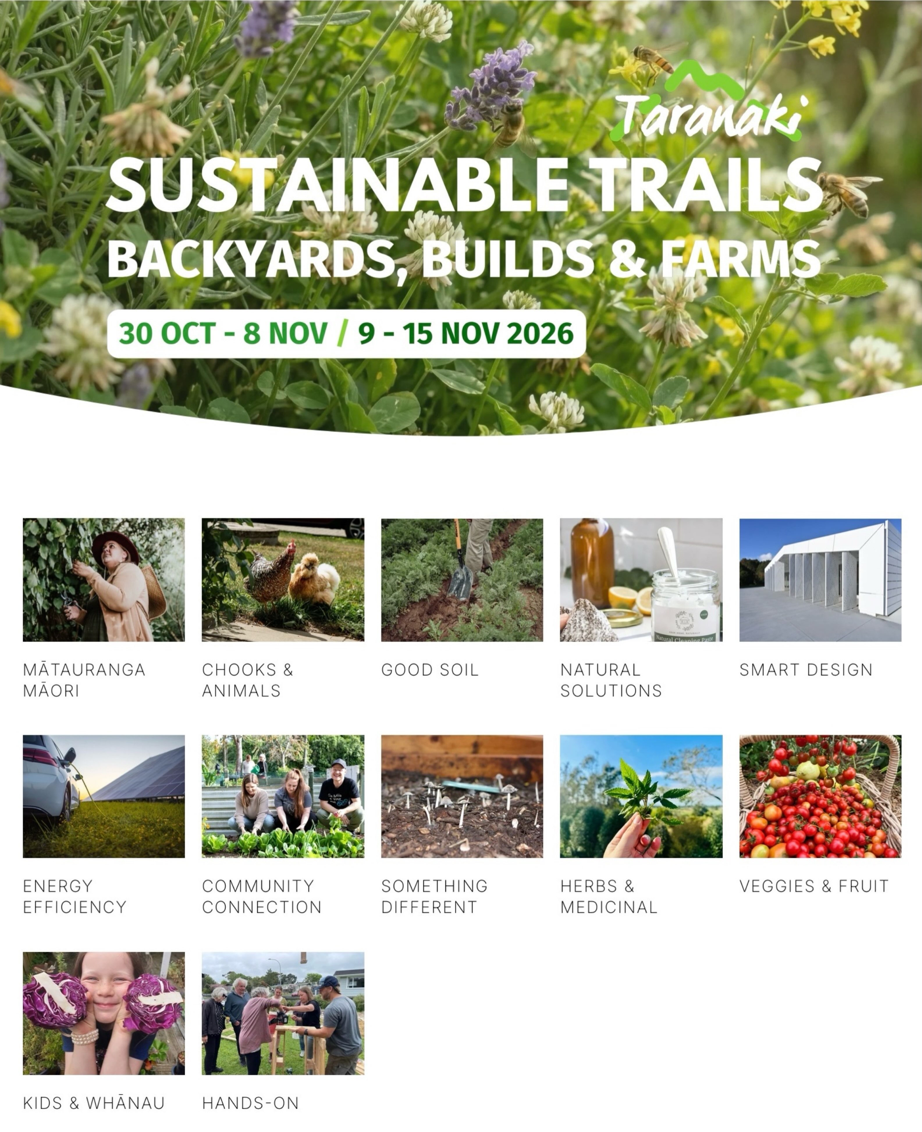Starting at the end of October is the Taranaki Sustainable Trails! 🌳🪴☀️
There are plenty of workshops, talks and tours happening between the 30th to 15th November. Plenty of info can be found on their website and they also have an app you can download!
And if you need a place to stay, we’d love to have you 😊