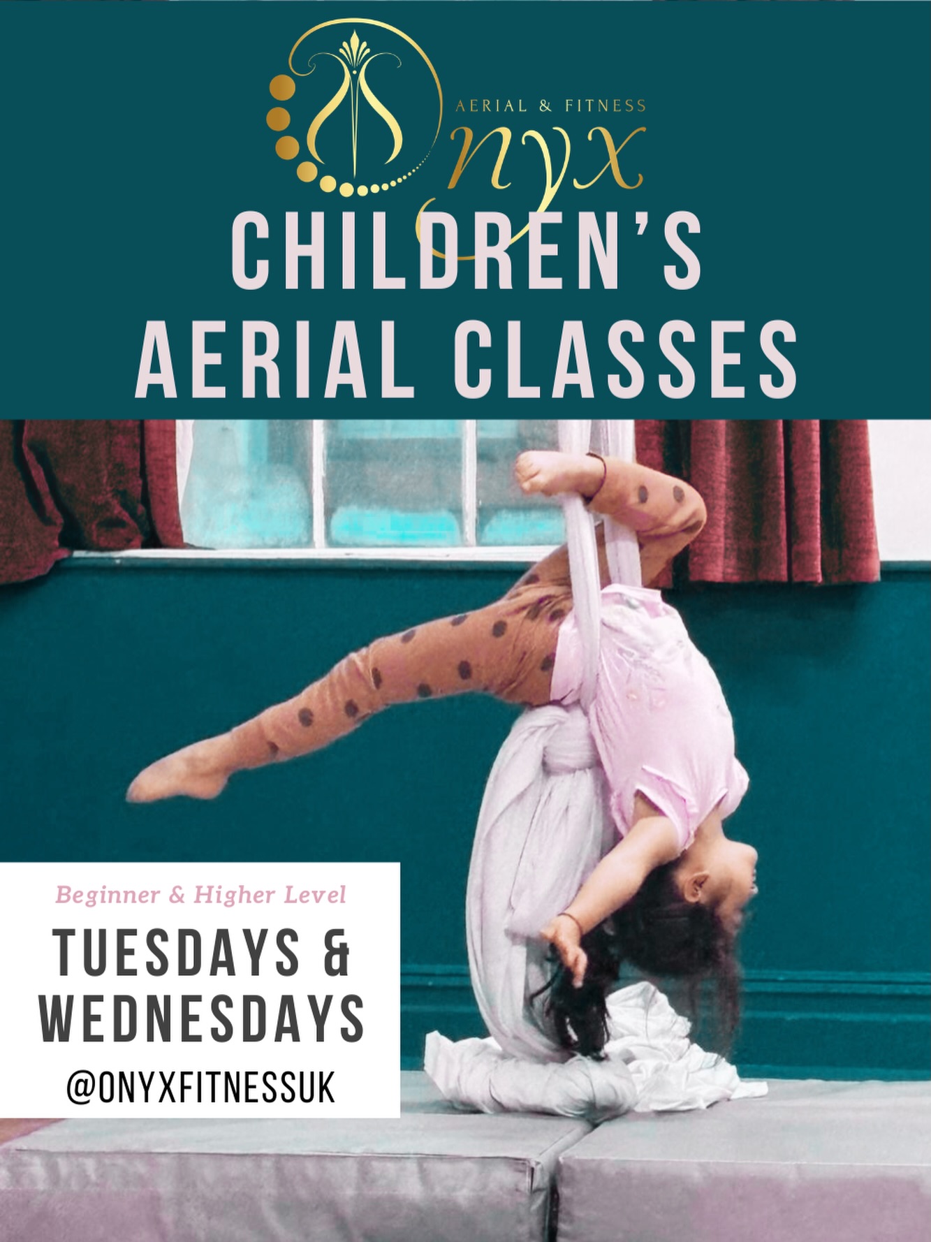 🎪 Children’s aerial classes
Start Now, This September
Tuesdays (beginner level) at 5pm
Wednesdays (higher level) at 4pm
📍Ashburton Arts Center
Drop in booking available, or get discounts and register for one our bundles 🦋
Discipline rotation from aerial silks, sling/hammock and aerial hoop.
Limited spaces. Book yours via the Onyx website
Onyxaerialfitness.co.uk
We hope to see you soon!
🪷🤍