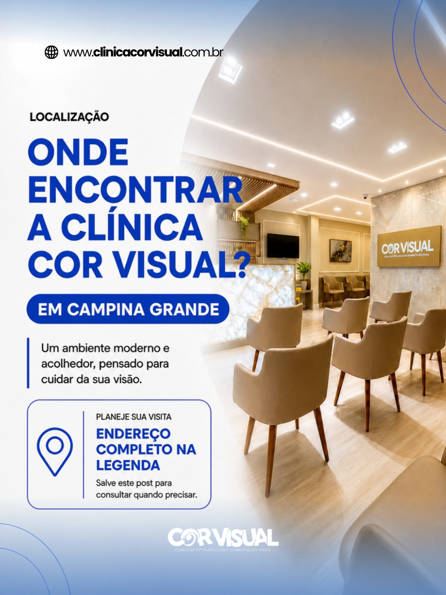 📍 Procurando um oftalmologista em Campina Grande?
Encontrar cuidado especializado para a sua visão ficou mais fácil. A Clínica Cor Visual está localizada no Centro de Campina Grande, com acesso prático para quem mora na cidade ou vem de municípios da região.
Nossa estrutura foi pensada para oferecer conforto e atendimento oftalmológico para crianças, adultos e idosos, reunindo consultas, avaliações, exames e acompanhamento da saúde ocular.
Antes de sair de casa, salve este post para consultar o endereço, conferir sua rota e chegar com mais tranquilidade ao atendimento.
Compartilhe também com alguém que esteja procurando uma clínica de oftalmologia em Campina Grande. 💙
📍 Clínica Cor Visual
Rua Maciel Pinheiro, 360
Empresarial Ramos — Salas 605 e 607
Centro — Campina Grande/PB
CEP: 58400-100
📱 WhatsApp: (83) 99612-0813
📞 Telefones: (83) 3322-3590 | (83) 3063-3590
🕒 Horários de atendimento:
Segunda a sexta: 8h às 18h
Sábado: 8h às 12h
Agende seu atendimento e cuide da sua visão com a Clínica Cor Visual!
-
Marketing e Produção Audiovisual: @Kactus.Agencia 🌵
#OftalmologistaEmCampinaGrande #Oftalmologia #Oftalmologista #CampinaGrande #ClínicaCorVisual