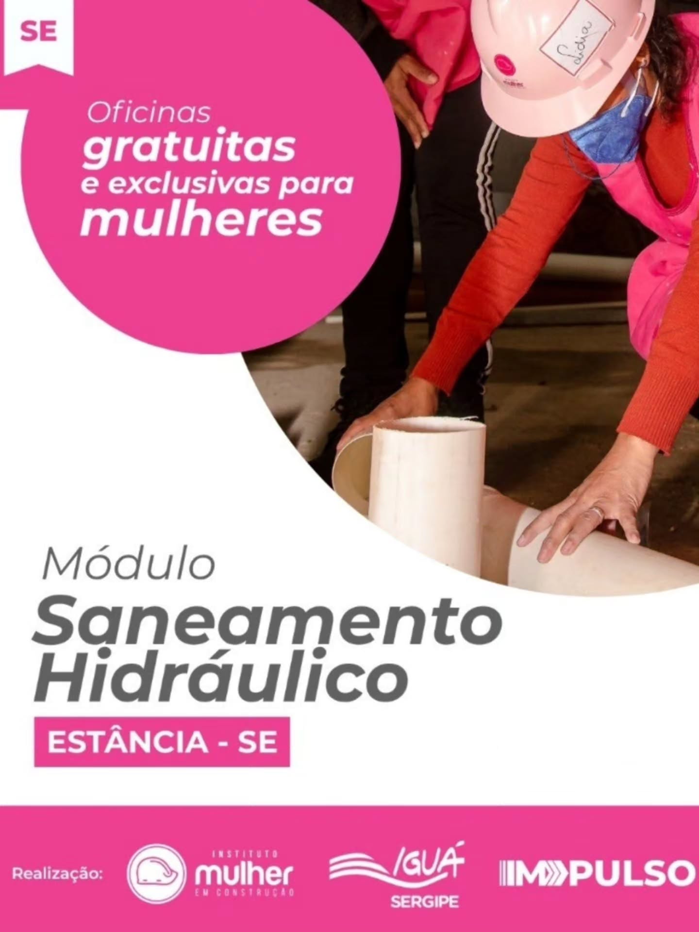 Atenção, mulheres de Sergipe!! Depois de Aracaju, agora é a vez de Estância receber uma oficina do Instituto!
Estão abertas as inscrições para a oficina gratuita de SANEAMENTO HIDRÁULICO, realizada pelo Instituto Mulher em Construção com a @iguasergipeoficial e IMPULSO.
A formação é exclusiva para mulheres que desejam aprender técnicas de saneamento hidráulico, ampliar seus conhecimentos e abrir novos caminhos de geração de renda e autonomia.
📅 Período da oficina: 07/10 a 15/10
📍 Local: Estância (SE)
🕣 Horário: das 8h30 às 17h
⏱️ Carga total: 48 horas
Durante a formação oferecemos:
🚌 Auxílio transporte
🍛 Alimentação no local
⚠️ Vagas limitadas e exclusivas para mulheres.
📲 Inscrições: link na bio ou pelo site mulheremconstrucao.org.br
📞 Informações: (11) 95080-9046
Tem interesse ou conhece uma mulher de Estância que pode aproveitar essa oportunidade? Compartilhe este post com ela! 💗