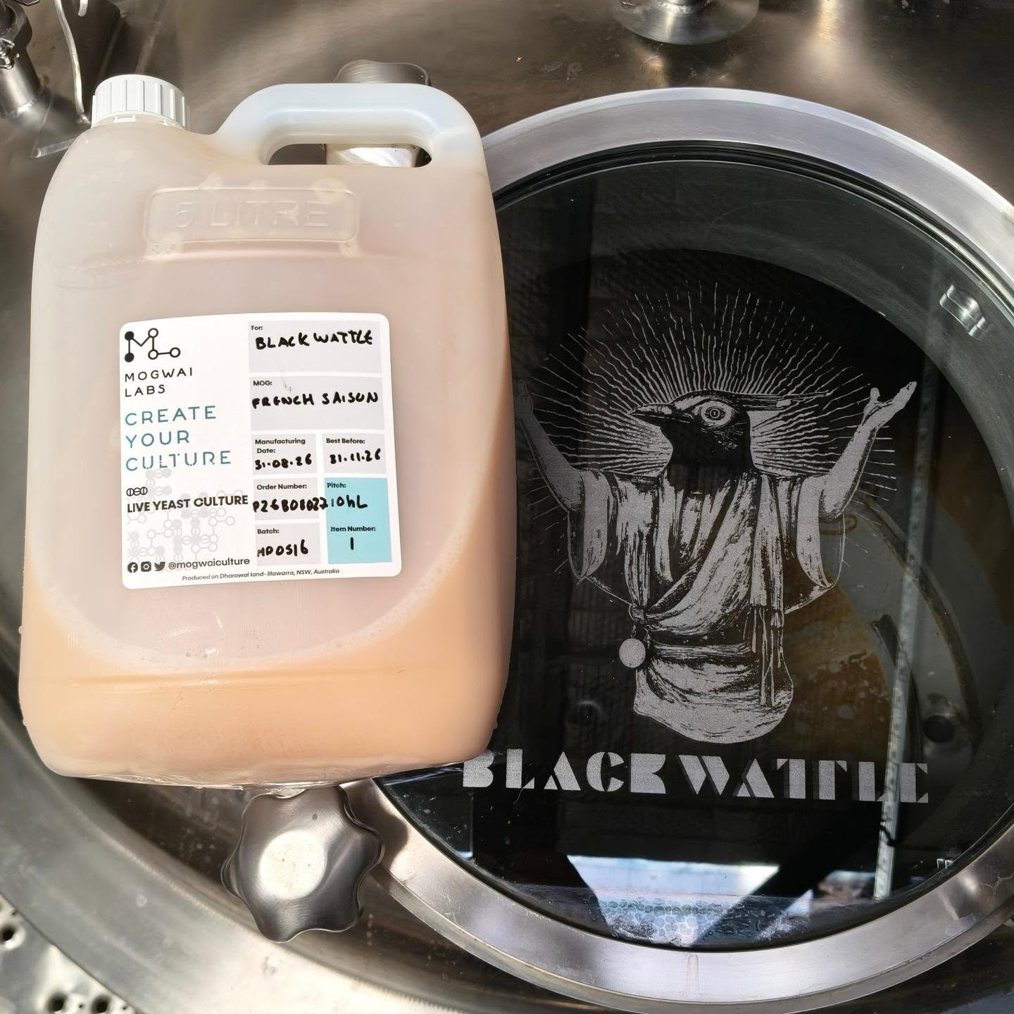 Our first time working with Josh at Mogwai Labs. Can't wait to pitch this in our upcoming Tropical Saison!
@mogwaiculture @mrnewtownchris @blackwattlebrewery #alexandria2015 #craftbrewing #craftbeer
