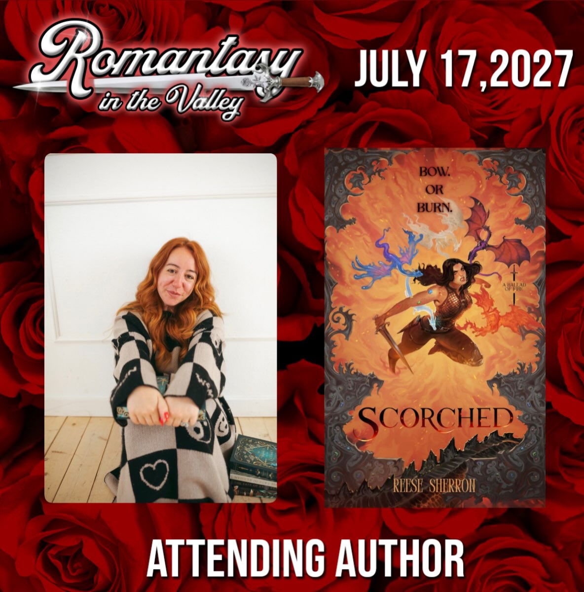 We are so excited to be announcing our lineup for RITV27! Today we begin announcing an author lineup that we are * SO * Proud of!
We are so thrilled that REESE SHERRON will be joining us for a second year!
To bleed a star which comes out June 10, 2027 • Female Flynn Rider x Chronic pain rep 💫 ⭐️ holographic dragons 🐉 dragon racing 🩸 deadly magical tournaments 🖤 fallen gods and ancient guardians 🌙 star/moon-based magic + bloodline magic 🥀 a hidden “chosen one” heroine (Flynn Ryder but female version with chronic pain) 💫 blood-soaked fantasy romance with EPIC action ✨ enemies-to-lovers / forbidden attraction vibes ☀️ hidden identity 🩸 bleeding stars - dripping with magic 🖤 slow burn romantasy 🗡️ enemies to lovers ‼️ “I did this to you” For readers who loved The Serpent and the Wings of Night and When the Moon Hatched, comes a fantasy romance where the last Starflight must survive a blood-soaked tournament created by fallen gods who feast on magic to stay alive. SCORCHED, is pitched as Gladiator Battle games but with dragons & horses of the elements where the fmc is thrown in as the first woman to ever compete with 99 men who want her dead, including the one she wants dead.
7/17/27
BOUMI SHRINERS WHITE MARSH MD
TICKETS ON SALE 10/1/26 only $15
#ritv27 #romantasy #romantasyinthevalley #bookcon #reesesherron