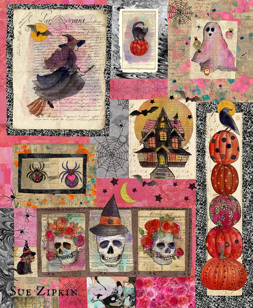 I’ve been creating quite a few Halloween fabric designs using vintage ephemera, watercolor, and collage. Faboolous, this pink design, was especially popular with quilters, so I thought I’d give it a little new life and upload it to my Redbubble shop, where it’s now available on a variety of print-on-demand products.
Take a look—I hope you find something special! 🩷🎃
Redbubble seems to be running all kinds of sales lately, too. 😉
#PinkHalloween #Faboolous #HalloweenArt #suezipkinart
link in my linktree