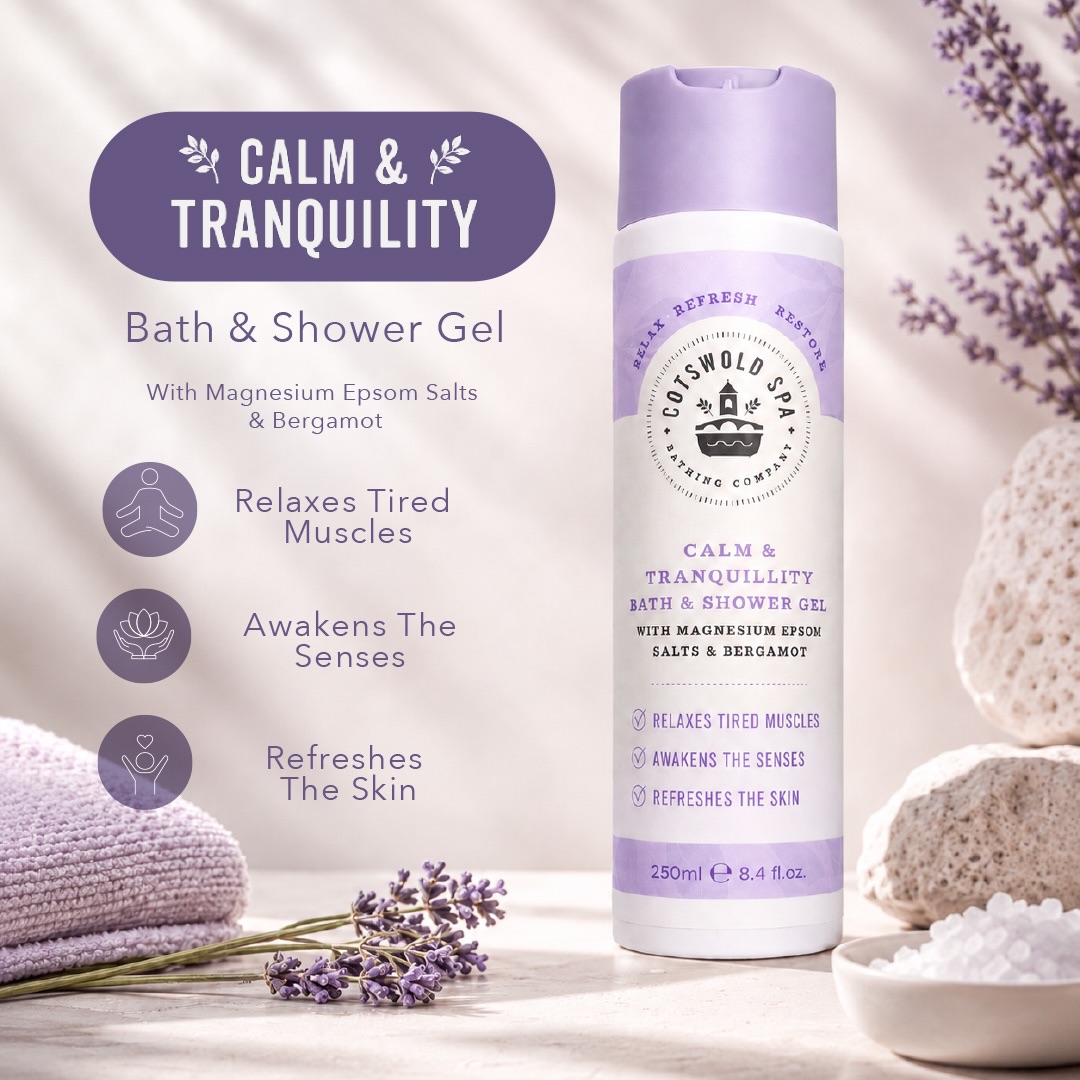 Relax. Refresh. Restore.
Enrich with magnesium Epsom salts and uplifting bergamot, our Calm & Tranquillity Bath & Shower Gel helps soothe tired muscles while gently refreshing your skin.
Your everyday shower - elevated into a calming wellness ritual 💜 #cotswoldspabathingcompany #epsomsalt #wellness#selfcare