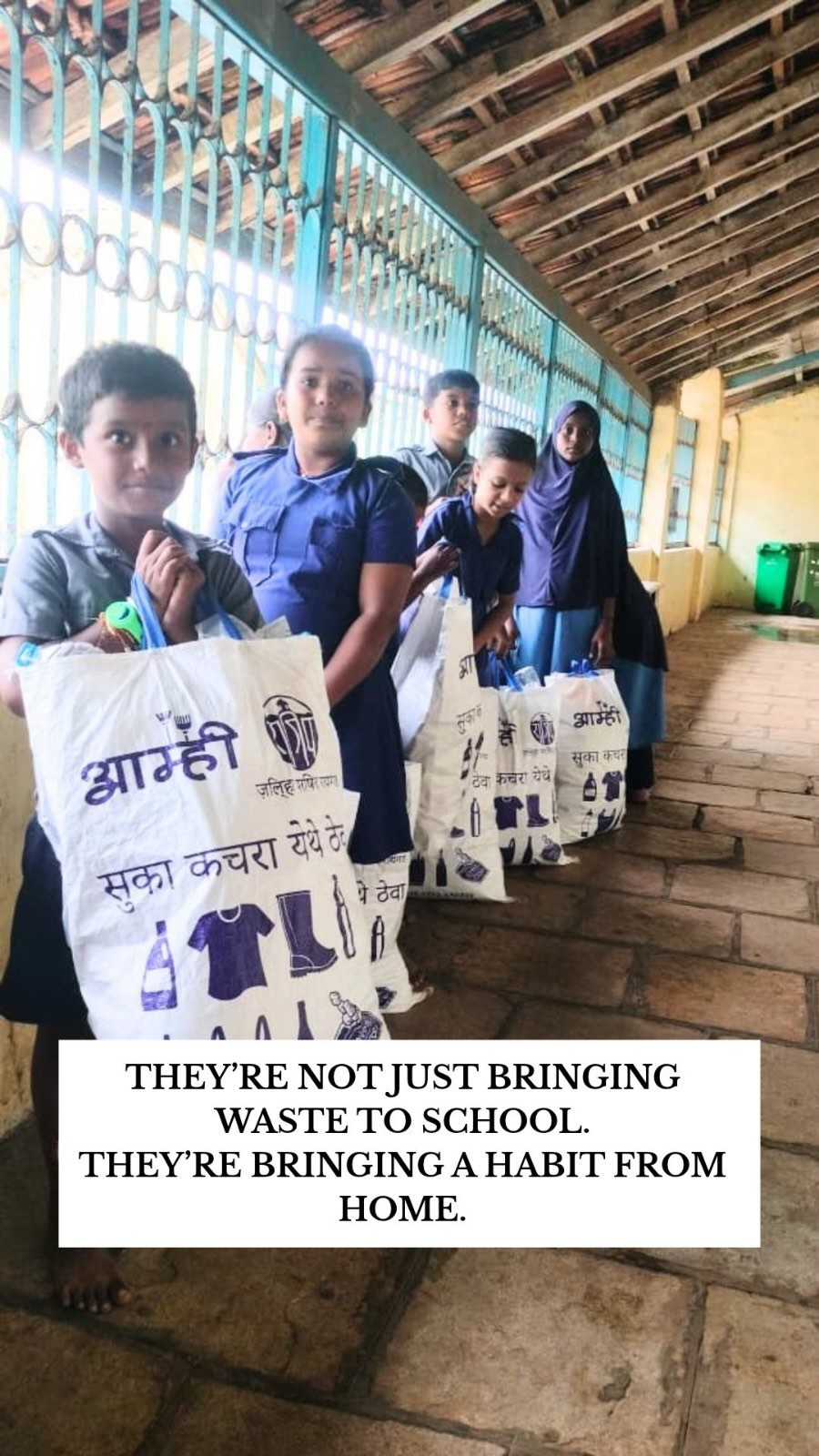 Every bag of dry waste carried in by our Green Warriors tells us something important—
a child remembered
a family segregated
and waste that could have been burnt or dumped
is now entering the right waste stream.
This is what the Green Warrior Programme is about.
Taking the conversation about waste out of the classroom and into the home.
Because when children begin to question where their waste goes, families begin to think differently too.
Small hands. New habits.
Change that travels home.
#projectaamhi #greenwarriors #wastesegregation #wastemanagement #responsible waste