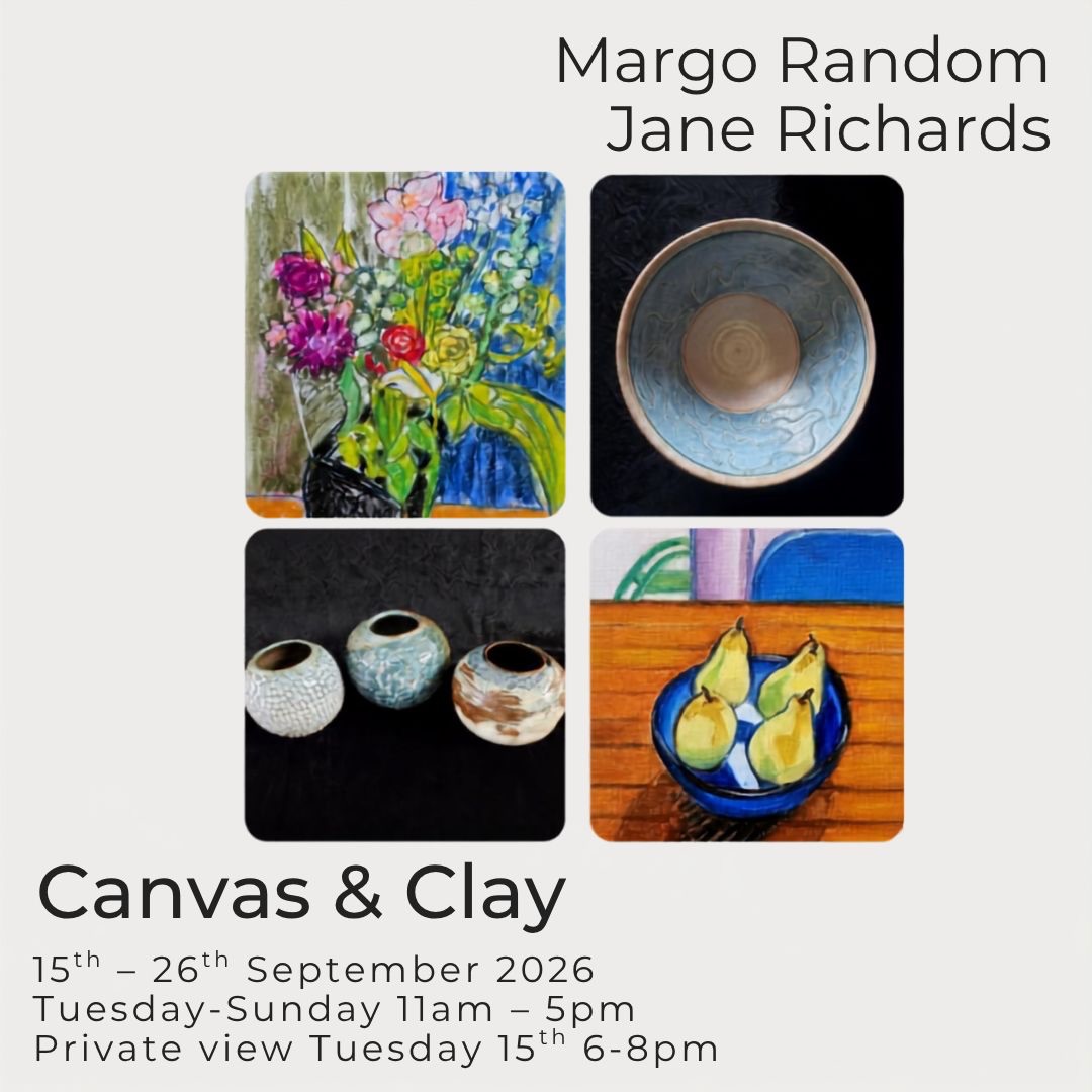 Friends Margo Random and Jane Richards present an exhibition of their recent works at Sprout Arts this September 15th – 26th.
Margo will be showing large landscapes in oil, small but rich still lifes on board, pastel flowers and abstract monoprints made on the gelli plate. Lots of variety from a year of experimentation with colour, medium and composition!
Jane’s ceramics are made on the wheel in porcelain and stoneware. Her new collection includes a variety of vases, bowls, platters and bottles - all decorated with surface texture, colourful slips and glazes.