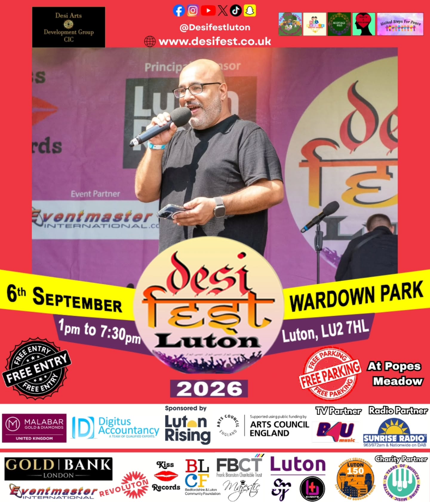 🚨 𝑷𝑨𝑼𝑳 𝑺𝑯𝑨𝑯 🚨
We are excited to announce the host of Desi Fest Luton 2026 𝑷𝑨𝑼𝑳 𝑺𝑯𝑨𝑯 from 𝑻𝑯𝑰𝑺 𝑰𝑺 𝑺𝑼𝑵𝑹𝑰𝑺𝑬.
𝑷𝑨𝑼𝑳 𝑺𝑯𝑨𝑯 is a fantastic British Asian radio presenter and the host of 𝑻𝑯𝑰𝑺 𝑰𝑺 𝑺𝑼𝑵𝑹𝑰𝑺𝑬 Radio’s Breakfast Show.
Come on down to Desi Fest Luton and 𝑻𝑼𝑵𝑬 𝑰𝑵 to 𝑷𝑨𝑼𝑳 𝑺𝑯𝑨𝑯 on the Desi Fest Luton 2026 stage.
#freeevent
#freeparking
#desiartsdevelopmentgroupCIC #desifestluton
#lutonrising ACE ACEsupported thisissunrise B4U music24 kissrecord btevents eventmastersinternational majesticsound digitusaccounting luton lutoncouncil CulturalCelebration Heritage familyfriendly SouthAsianCulture LutonEvents diversefm 150years 150luton lutoncommunity healthandwellness awareness multiculturalfestival liveperformance mentalhealth WeAreLuton