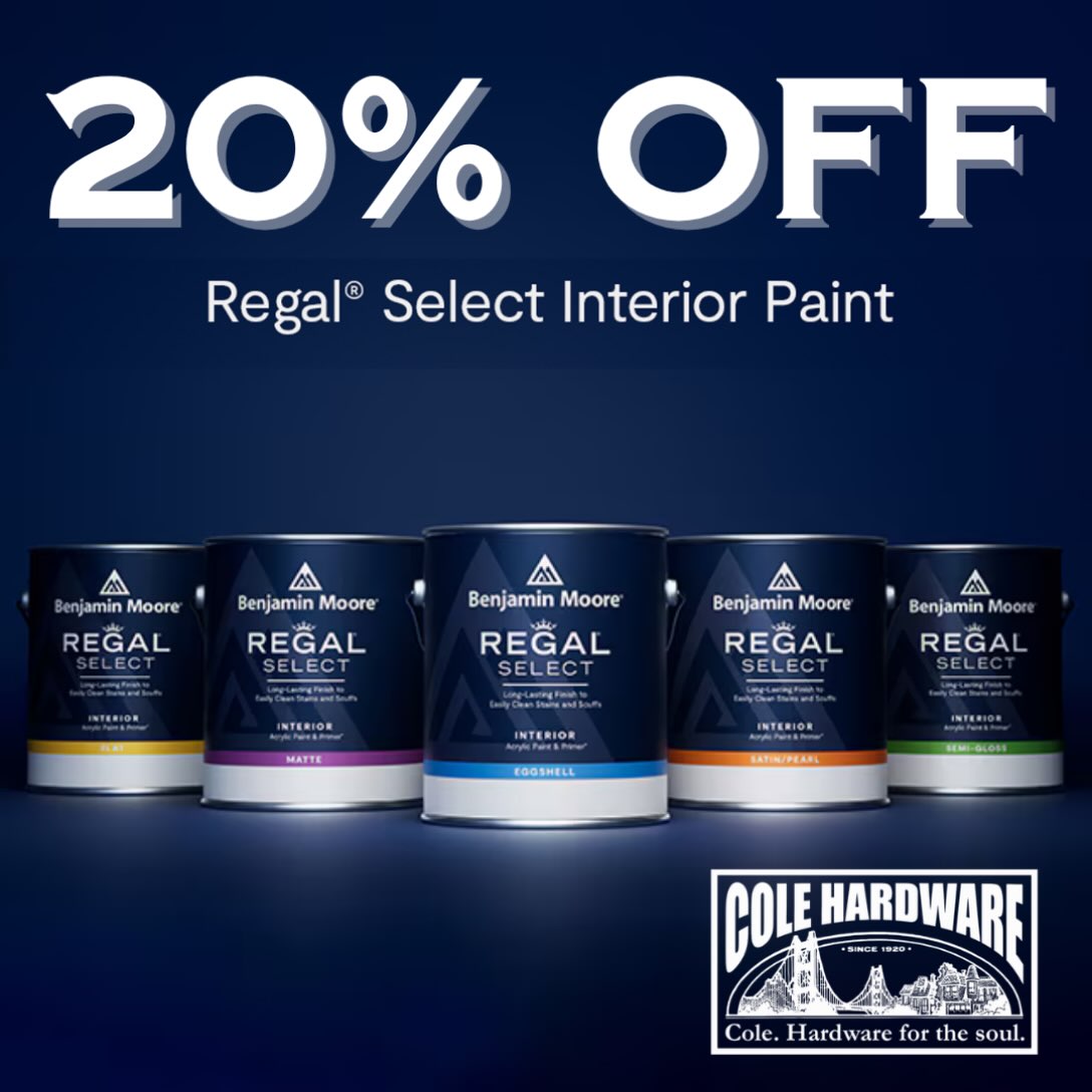 It’s a perfect time to pick up some paint! Our paint professionals will gladly mix the hues you choose. Interior gallons of Benjamin Moore Regal paint are 20% off until September 14. Limit 3 gallons. @benjaminmoore
#colevalley #rockridge #russianhill #northbeach #hardwarestore
