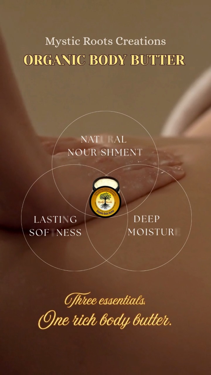 Your skin deserves more than a rushed swipe of lotion. 🤎
Mystic Roots Organic Body Butter melts into dry skin with a rich blend of shea, mango, and cacao butters. It deeply nourishes the areas that need a little extra attention and leaves skin feeling soft, smooth, and comforted.
Massage it into your hands, elbows, knees, feet—or anywhere your skin feels thirsty.
Treat your skin at MysticRootsCreations.com 🌿