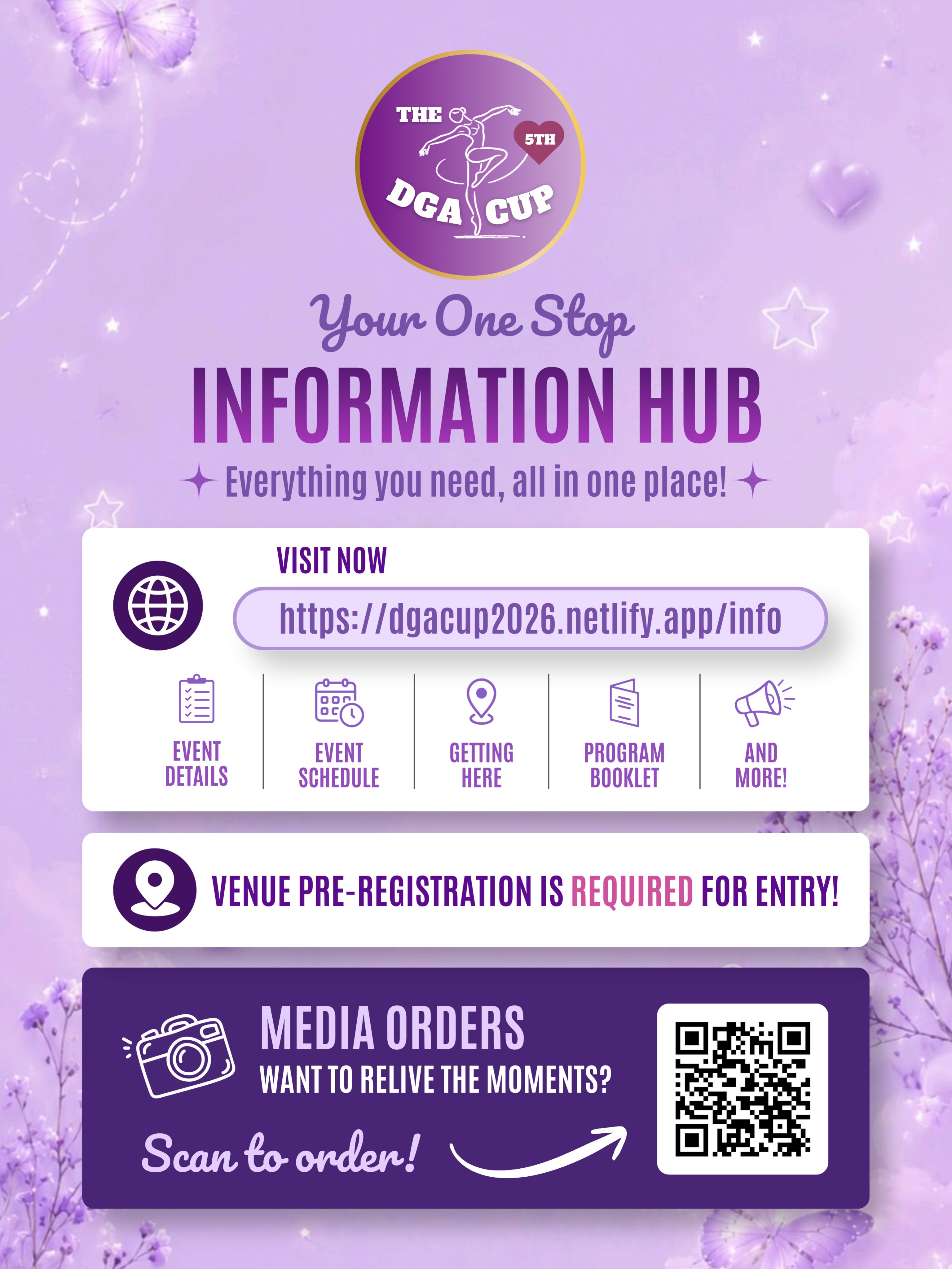 Weโre officially just 2 DAYS AWAY from our 5th DGA Cup 2026!๐คฉ
To make everyoneโs experience as smooth and seamless as possible, weโve prepared a dedicated information page with all the important details youโll need for the event. Please take some time to read through the information carefully before arriving!
โก๏ธ Please do refer to the information page from time to time, in case of any changes or additional information!๐
๐ 5th DGA Cup 2026 Information Page:
dgacup2026.netlify.app/info
Our team has been working incredibly hard behind the scenes to prepare for this special weekend, and weโre committed to creating a warm, welcoming and memorable experience for every gymnast, coach, parent and guest joining us!๐ฅน๐ The countdown is almost over, and we simply canโt wait to see everyone this week!
โก๏ธYou are charged for greatness! โก๏ธ
#DGACup2026 #Countdown #RhythmicGymnastics #AestheticGroupGymnastics #TeamDGA