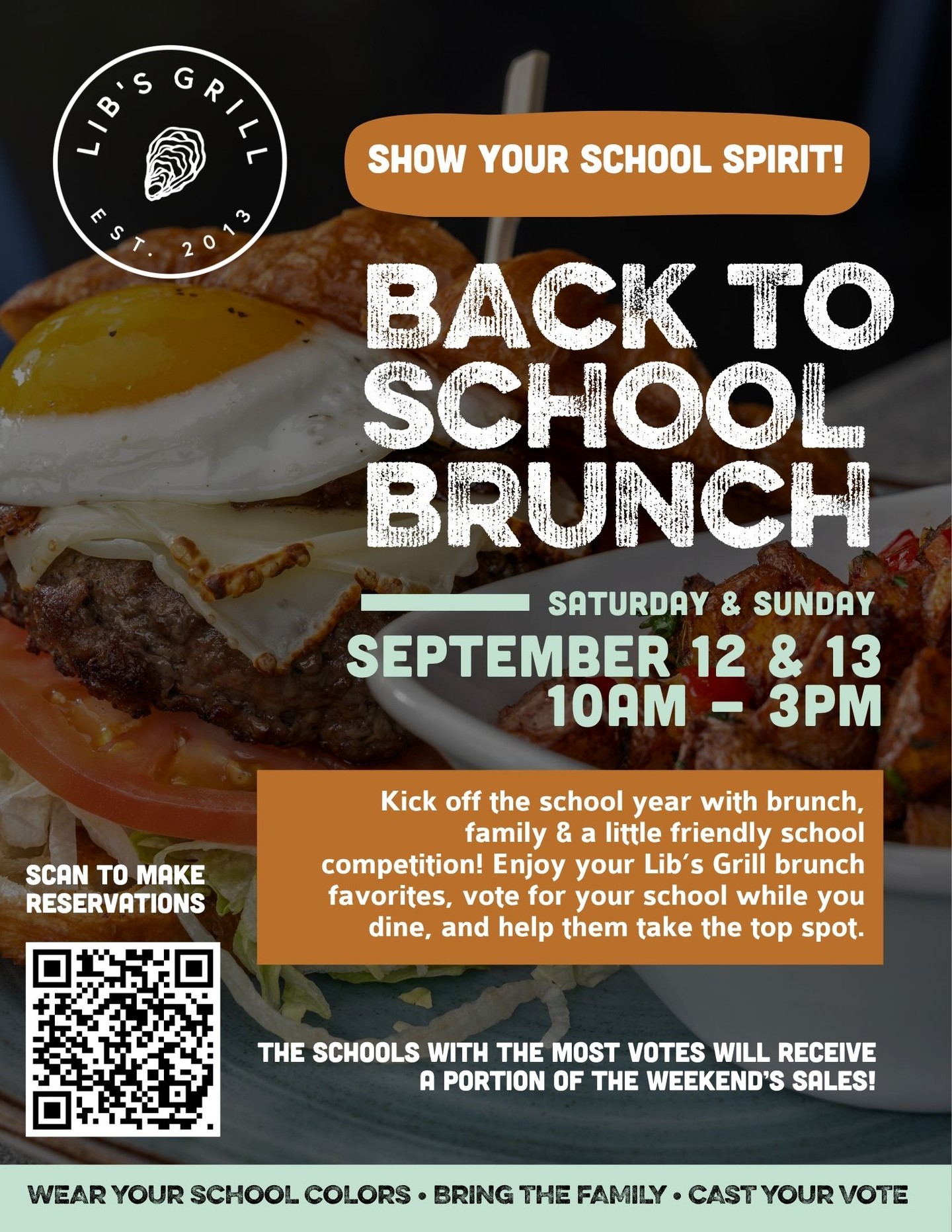 🍳 Back to School Brunch at Lib’s Grill! 📚
School is going back, and we’re celebrating with a weekend of brunch, family, and a little friendly school competition!
Join us Saturday, September 12 & Sunday, September 13 from 10AM–3:45PM at all Lib’s Grill locations. Enjoy your brunch favorites and vote for your school while you dine!
🏆 The schools with the most votes will receive a portion of the weekend’s sales!
So grab the family, show your school spirit, and brunch for a great cause. Every vote helps support our local schools! ❤️
📅 September 12–13
⏰ 10AM–3:45PM
📍 All Lib’s Grill Locations
#LibsGrill #BackToSchoolBrunch #SupportLocalSchools #SchoolSpirit #BrunchForACause