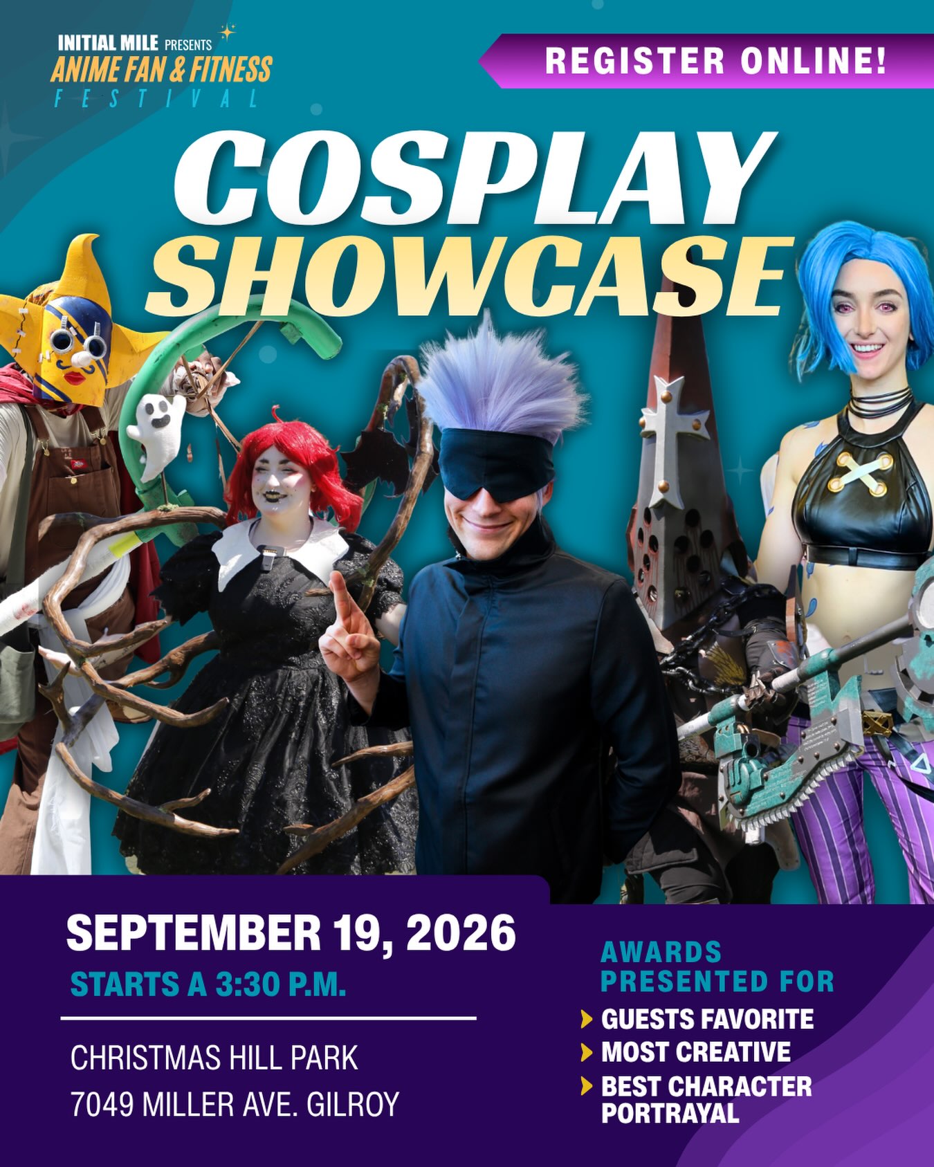 Whether it’s your first time cosplaying, you created your costume from scratch, or you simply love bringing your favorite character to life, we invite you to walk the stage at our Anime Fan and Fitness Festival Cosplay Showcase!
While we’ll be presenting awards for select categories, you don’t have to be an expert to participate! Our showcase is open to all ages and all experience levels from beginners, seasoned cosplayers, kids, families, and everyone in between.
Come show off your cosplay, strike a pose, and celebrate the creativity and passion of the cosplay community with us!
Register online by clicking the link in our bio!
#animefanandfitnessfestival #initialmile #animefestival #fitnessfestival #bayareaevents