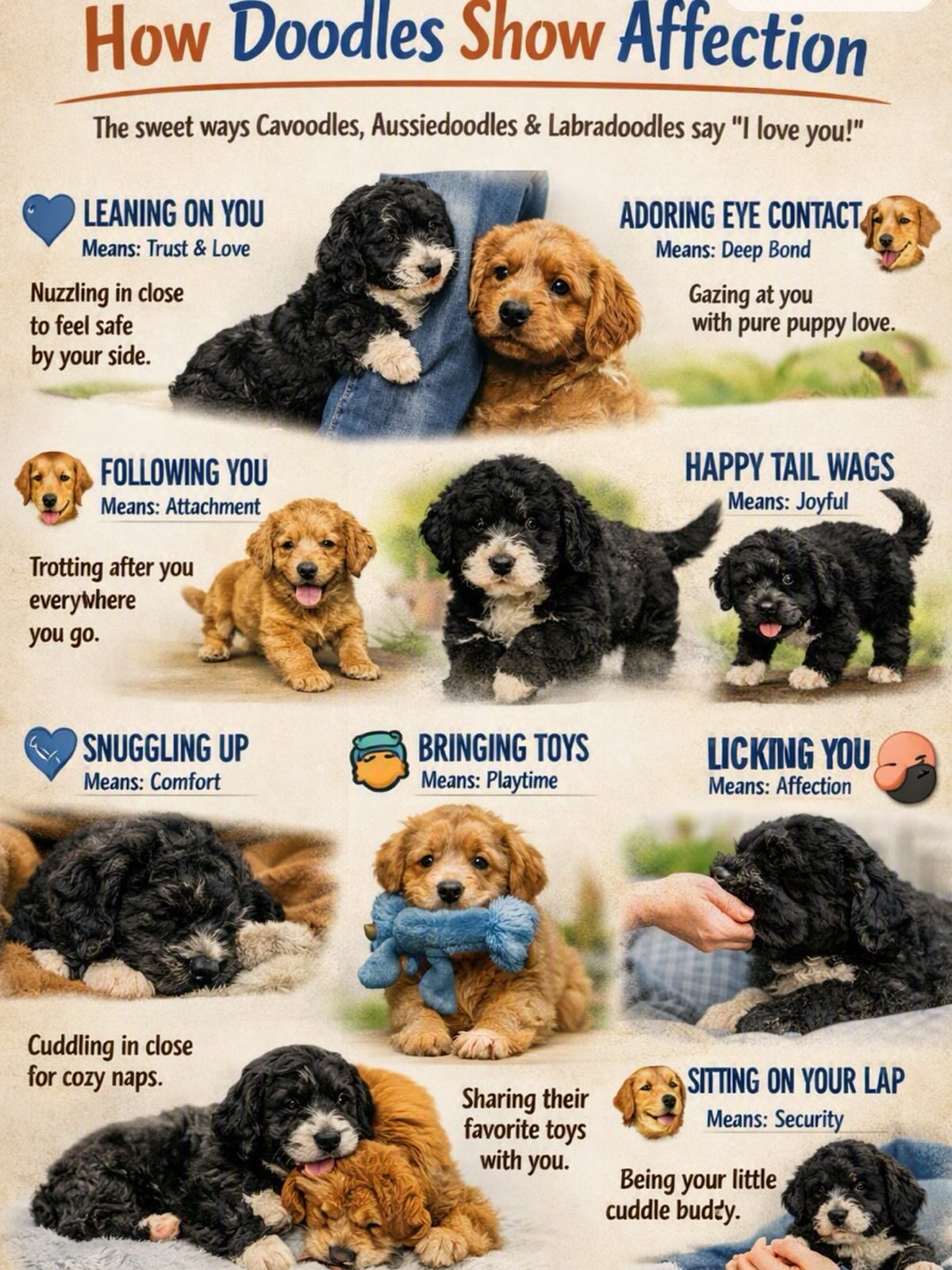 Love isn’t just in words, it’s in every wag, lean, and cuddle 🐶💞.
Cavoodles, Aussiedoodles & Labradoodles speak through their hearts showing trust, joy, and devotion in the sweetest ways.
Every glance, every snuggle, every tail wag says one thing: ‘You’re my person.
#DoodleLove #PuppyAffection #FurBabyJoy #DogBonding #puppiesdownunder