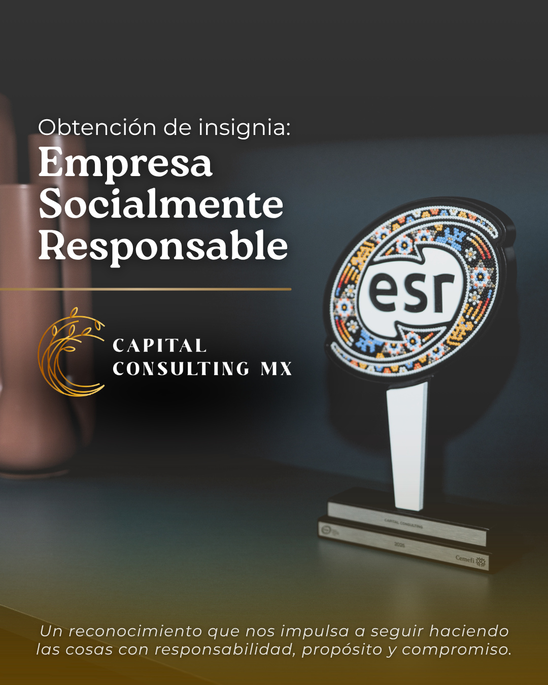 Hoy celebramos un logro que nos llena de orgullo: Obtener nuestra insignia de Empresa Socialmente Responsable (ESR).
Más que un reconocimiento, es la confirmación de una forma de hacer empresa: con ética, conciencia y respeto.
Es también el reflejo del compromiso de un equipo que cree en hacer las cosas bien, en generar un impacto positivo y en construir relaciones basadas en confianza, transparencia y responsabilidad.
Gracias a nuestro equipo, que hace posible que estos valores no se queden en palabras, sino que se vivan día a día. Y gracias a cada persona que forma parte de Capital Consulting, este logro es de todos. 🤝
Hoy celebramos la insignia; mañana seguiremos trabajando para honrarla y mantenerla año con año.
#ESR #CapitalConsultingMx #ResponsabilidadSocial #OrgulloCapital #CEMEFI