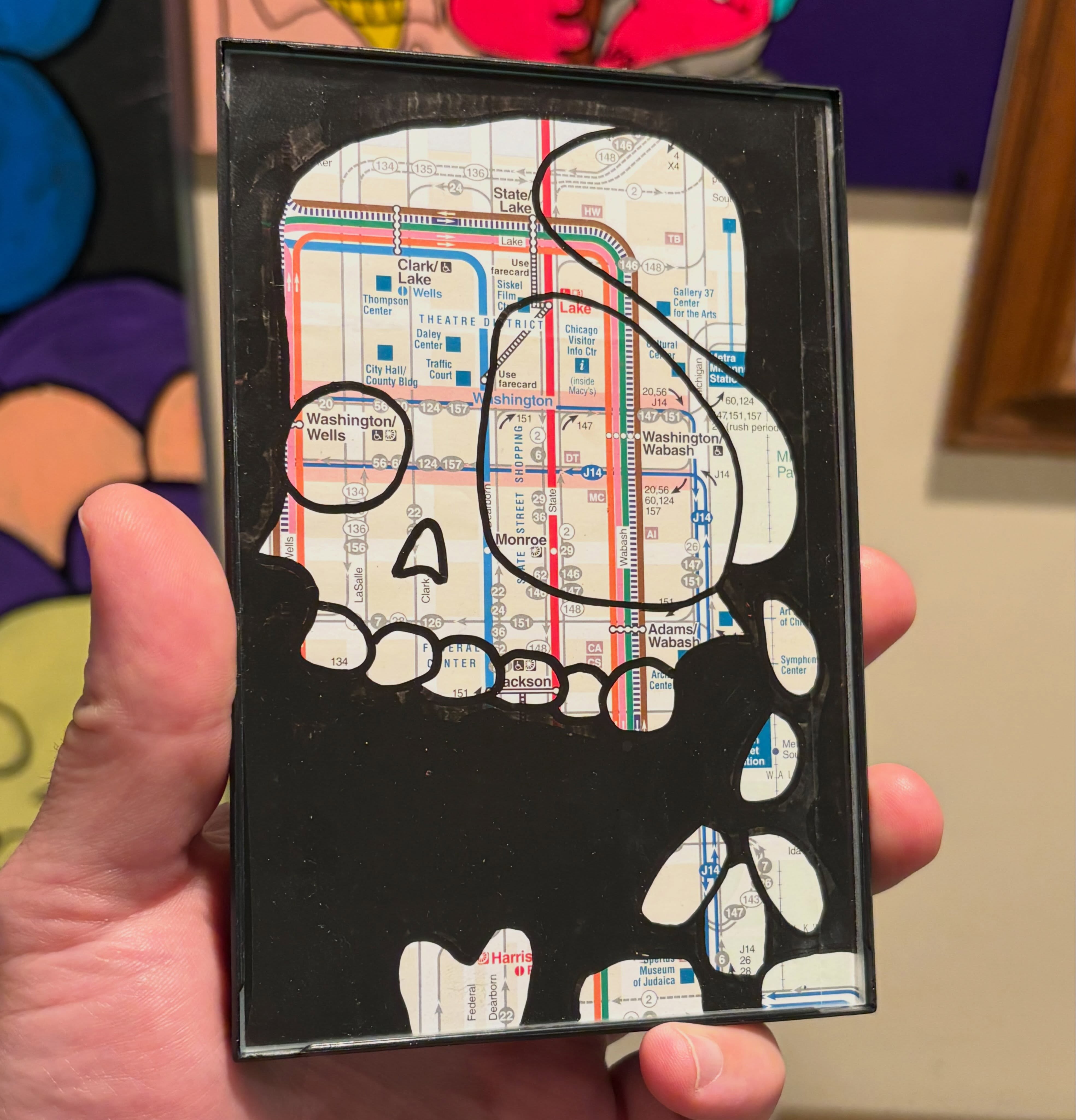 You need this lil guy!! All the beauty of the CTA without the smells.
Paint pen on CTA map
4” x 6”
Available
#chicagoartist #chicago