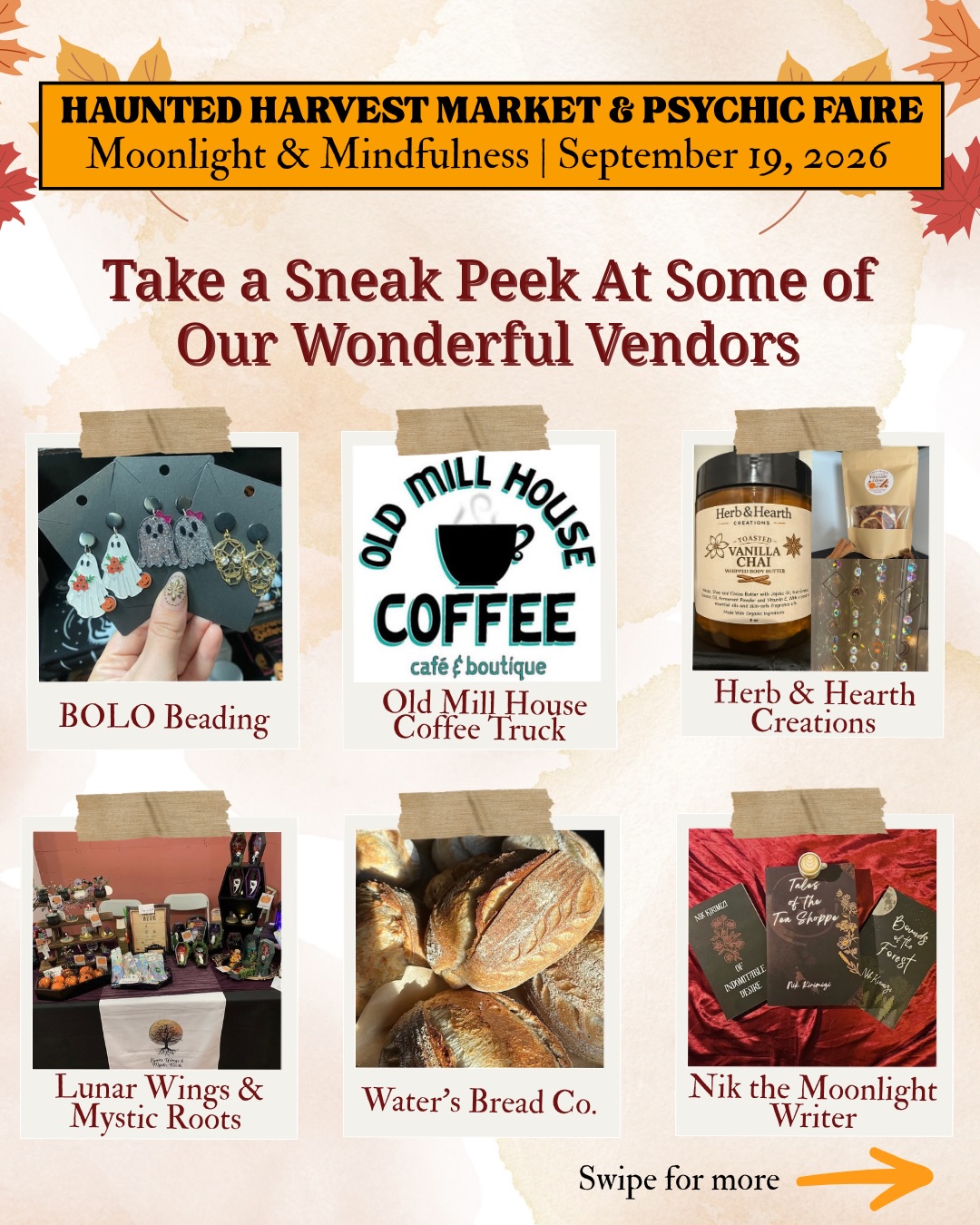 🎃 Our Haunted Harvest Market is Saturday, September 19th in Dracut, MA! Come support over 25 local vendors, shop small businesses, sip fall coffee flavors from the @oldmillhousecoffee coffee truck, enjoy a great fall playlist, and book healing services like tarot readings, mediumship readings, and more. Inside our shop we’re also hosting a giveaway. Don’t miss it! 🎃
🧡 More vendor spotlights will be announced soon. To learn more, RSVP, and pre-book a healing service visit moonlightmindfulness.com 🧡
We hope to see you there! 🍁
#witchshop #fall #halloween #fallfestivities #harvestmarket