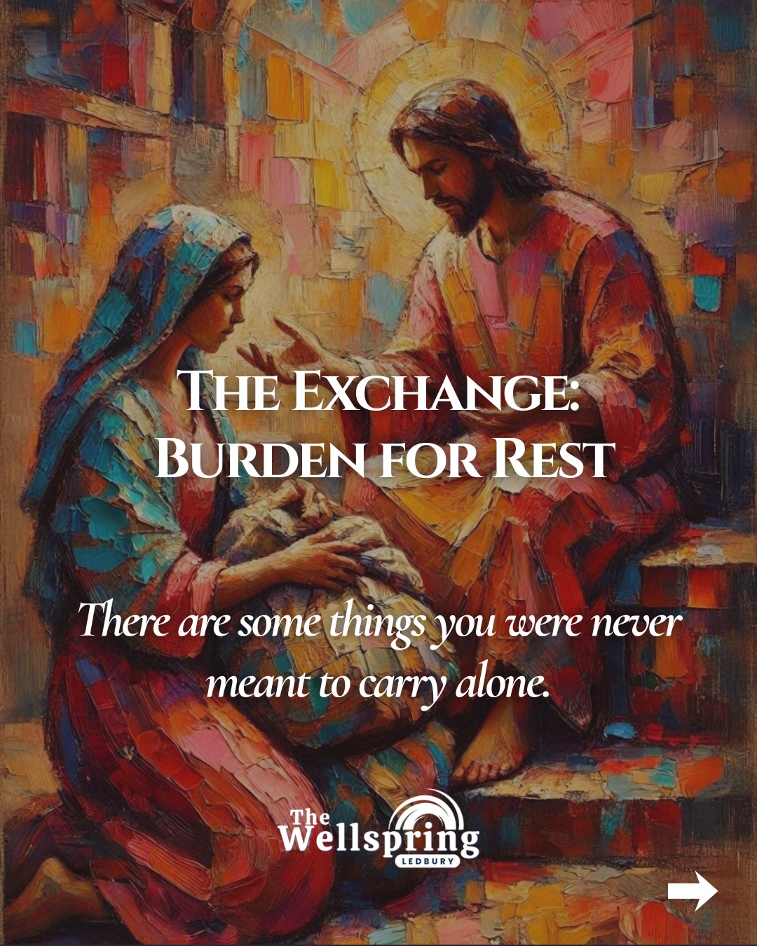 The Exchange: Burden for Rest 🌿
There is another gospel exchange we sometimes overlook.
Not only sin for righteousness, but burden for rest.
Jesus doesn't stand at a distance from the exhausted and tell us to become stronger. He invites us towards Himself:
“Come to Me… and I will give you rest.”
Some of us have become so accustomed to carrying things that putting them down can feel almost irresponsible.
The worries. The unanswered questions. The responsibilities. The things we cannot control. Even the expectation that we should somehow be coping better.
But Jesus doesn't ask us to justify our weariness before we come.
Just come.
His heart is gentle. His yoke is kind. His burden is light.
Perhaps today, rest itself can become an act of trust.
“Come to Me, all you who labour and are heavy laden, and I will give you rest.”
— Matthew 11:28–30
#TheWellspringLedbury #ChristianReflection #BurdenForRest #ComeToJesus #Matthew11