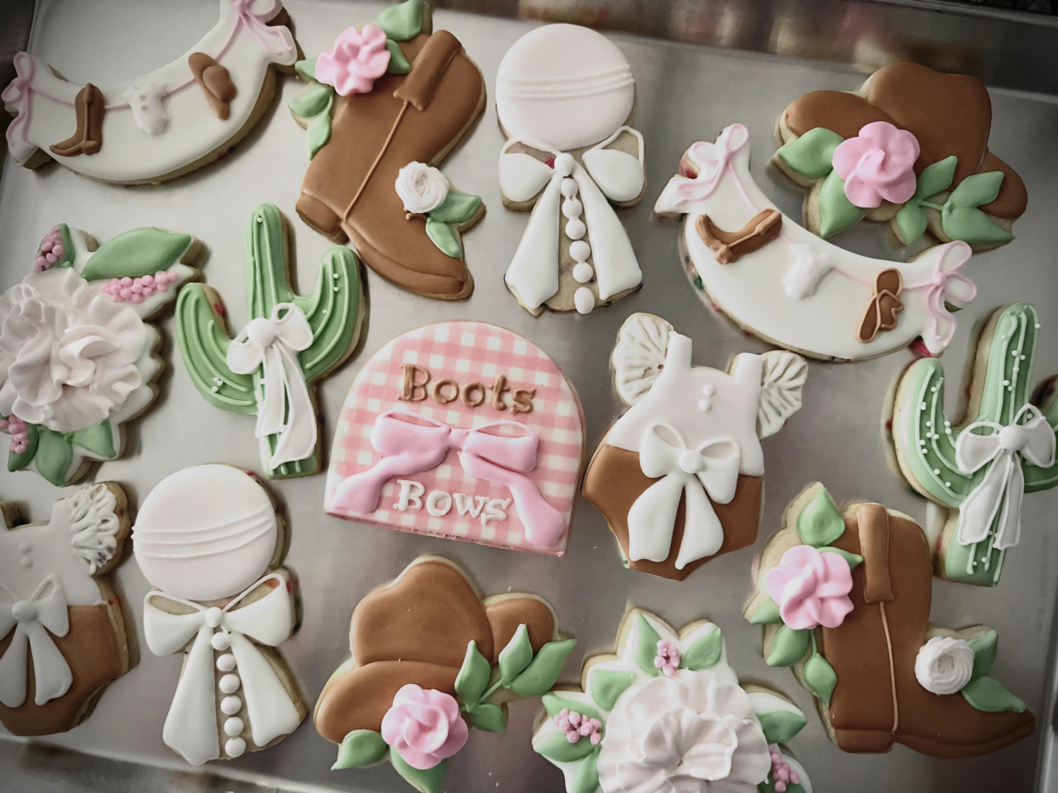 Excited for the little “cowgirl” on the way! Always room for boots & bows!!
Little one you are already so loved and adored!
#bootsandbowscookies #cowgirlcookies #babyshowercookies #dfwcookies #friscocookies