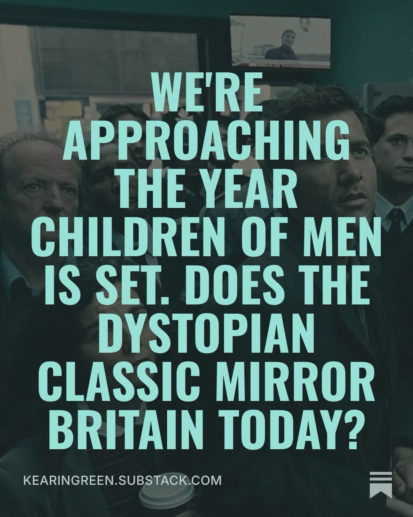 Anyone who’s seen Children of Men (2006) will remember the opening shot. People crowd around a TV in a London cafe as a news broadcaster announces that the world’s youngest person, ‘Baby Diego’, has been murdered by one of his fans. It’s a tell-all scene that imagines what a world that has faced eighteen years with no new births may look like.
The year: 2027.
Based on P.D. James’s 1992 novel, Alfonso Cuarón’s brilliant, Oscar-nominated adaptation of the science fiction modern classic was released twenty years ago.
When James wrote Children of Men over three decades ago, she wasn’t focused on the present or an alternate reality. Instead, she sculpted a world 29 years into the future. Details differ in the film. Instead of being set in 2021, the timeline is pushed 6 years forward to 2027, giving viewers who saw the film during its premiere 21 years of relief.
Read the rest of the article on my Substack. Link in bio.
According to an archived 1993 New York Times review of the novel, P.D. James stated that when it came to the book’s concept, she wondered, “I wondered if there was no future, how would we behave”? Less than a decade until the turn of the millennium, James, born in 1920, had lived through WWII, the Cold War and became a single parent when her husband returned home from war traumatised and subsequently institutionalised.
She likely knew that she wouldn’t live to reach the year she had set her novel (she died in 2014, at the age of 94), but after living through a century of chaos, the endless challenges humanity may face long after she was gone were great enough to imagine a world barely standing on two legs.