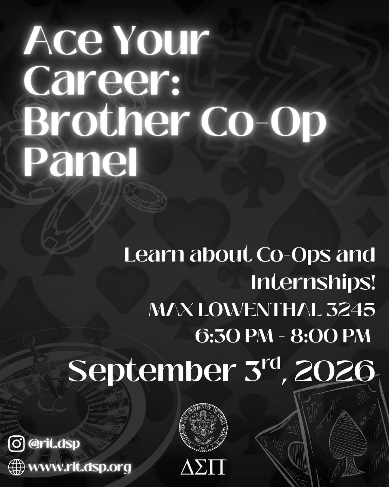♥️ Ace Your Career: Brother Co-Op Panel
Curious about co-op experiences and want to hear directly from brothers who have been through it? 👥
Join DSP and hear from a panel of brothers and alumni about their co-op experiences, ask questions and learn more about how to make the most of your own co-op journey!💼✨
🏫 - Max Lowenthal 3245
⏰ - September 3, 2026 | 6:30-8:00pm
#dsp #epsilonlambda #rittigers #business #fraternity