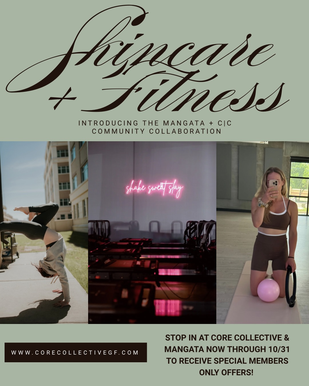 ✨ Community Collaboration Alert! ✨
We’re so excited to announce a special collaboration between Core Collective and Mangata Medical Spa! 🤍
We believe your self-care should be fully supported; from movement and wellness to relaxation and rejuvenation. That’s why we’re teaming up to bring our membership holders special deals and perks at both locations! 🧖♀️🧘♀️
Stop by Core Collective and Mangata Medical Spa to learn more about the exclusive offers available to members.
And don’t miss the cutest little bonus… 🧦✨
Grip socks are available NOW at Mangata! Just show proof of your Core Collective membership with a service at Mangata to grab yours. *Limited quantity available.
Come take care of yourself, support local, and enjoy a little extra love from your wellness community. 💕
