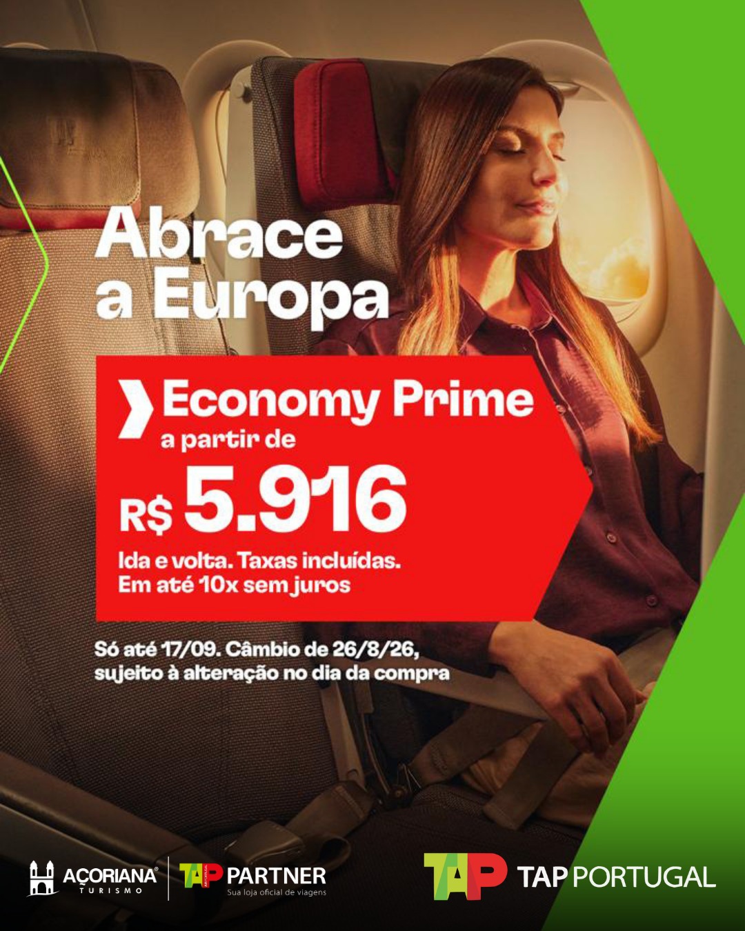 ABRACE A EUROPA! Seu sonho de cruzar o Atlântico e explorar os destinos mais charmosos do mundo está mais perto do que você imagina.
Seja pedalando por ruas históricas, navegando por canais icônicos ou vivenciando culturas inesquecíveis, preparamos tarifas promocionais imperdíveis de ida e volta para você planejar suas próximas férias com total tranquilidade.
💳 Parcele em até 10x sem juros
📌 Embarque entre 01/10/26 até 31/05/27
✈️ Tarifas a partir de US$ 720 (taxas não inclusas)
🧳 Fale com a gente para conhecer os detalhes deste roteiro e fazer da sua viagem uma experiência perfeita!
📞 48 3251.3939 (whatsapp)
📧 vendas@acoriana.com.br
*Tarifas promocionais em classe econômica em dólar americano sujeitas à conversão na cotação do dia do pagamento, válidas para vendas até 17/09/2026 e embarque entre 01/10/2026 até 31/05/2027. Permanência máxima de 1 mês e mínima de 5 dias. Preço por pessoa, taxas de embarque e emissão não inclusas. Franquia de bagagem de acordo com as condições tarifárias. Consulte disponibilidade de lugares e tarifas, taxas, cidades de partida e destinos disponíveis. Imagens ilustrativas.