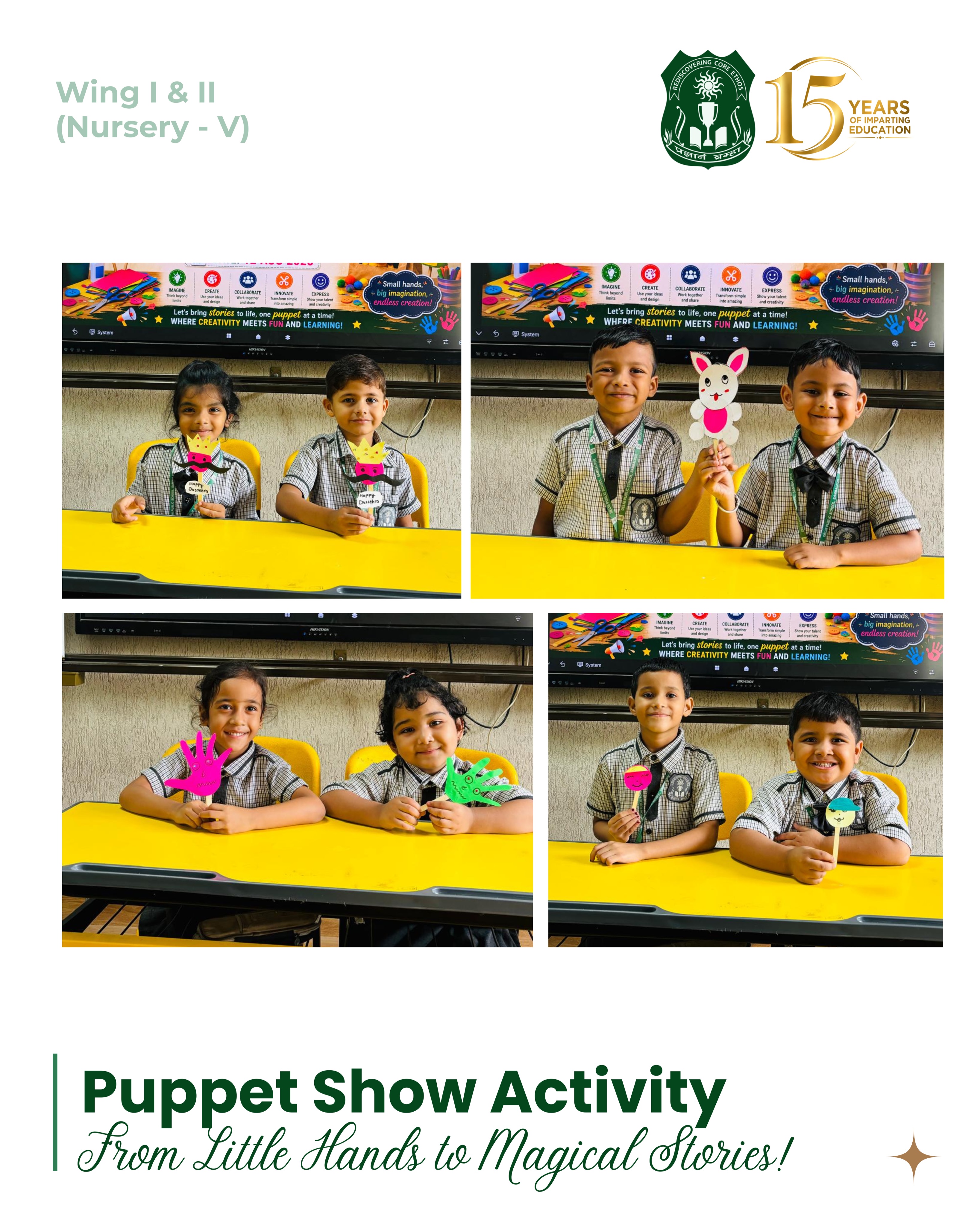 DPS Sambalpur | Wing 1 & 2 | Nursery – V
✨ Creating, Storytelling & Learning Through Puppets! 🧸📖
Our young learners explored their creativity through an engaging Puppet-Making Activity, crafting colourful puppets with their own little hands. 🎨🧸
The excitement continued as teachers brought the timeless story of the Ramayana to life through a captivating puppet show. 🪷✨ The colourful characters and expressive storytelling made the experience joyful, interactive and meaningful for our young learners.
A beautiful blend of creativity, culture, storytelling and joyful learning! 🌈💫
#DPSSambalpur #PuppetMaking #RamayanaThroughPuppets #LearningThroughStories #JoyfulLearning