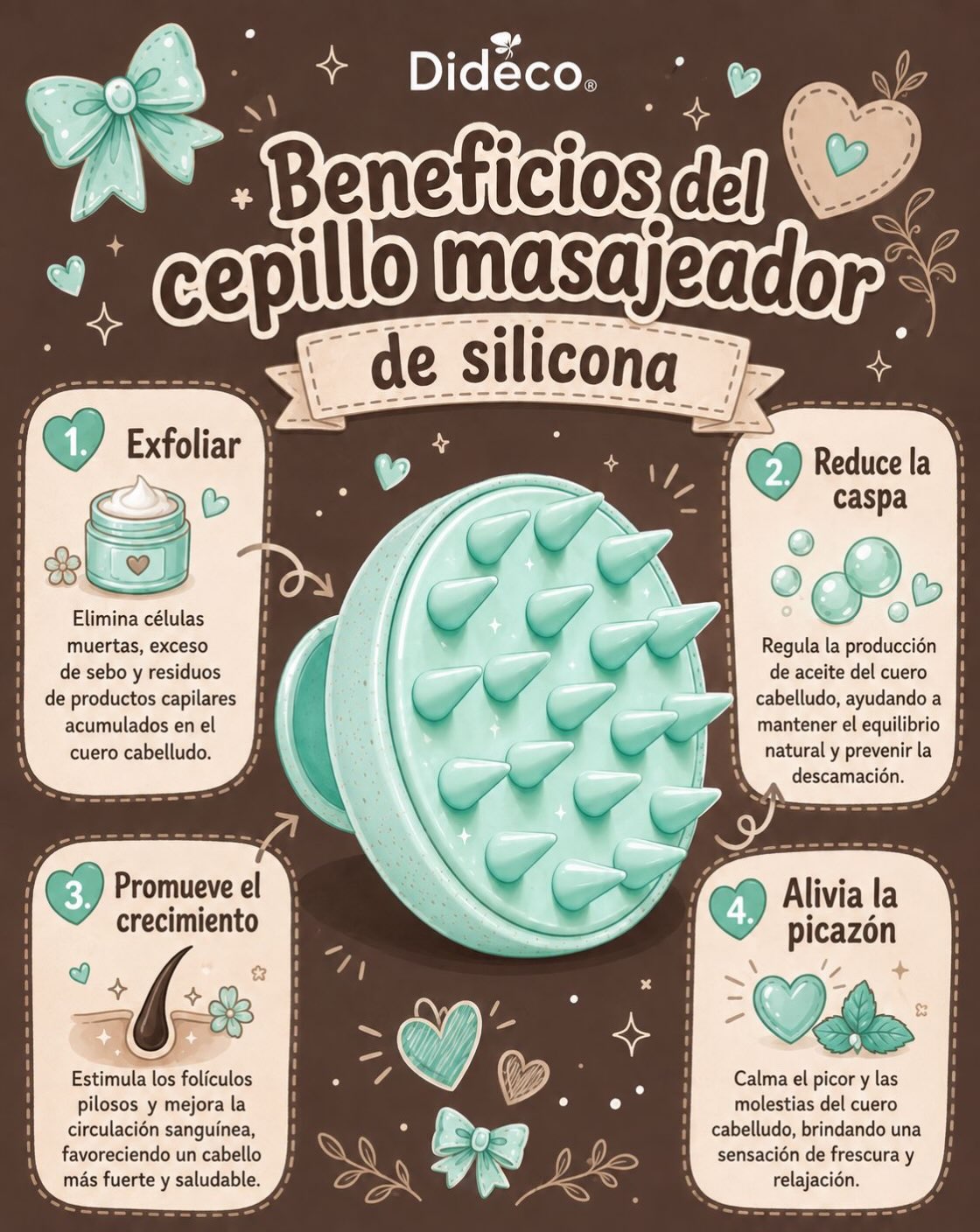 ✨ Cuida tu cabello desde la raíz 💚
El cepillo masajeador de silicona ayuda a limpiar profundamente, eliminar residuos, reducir la caspa y estimular la circulación del cuero cabelludo. 🌿💆♀️
💚 Más frescura, relajación y un cabello más saludable.
#cabello #cepillomasajeador #tips #ecuador #dideco