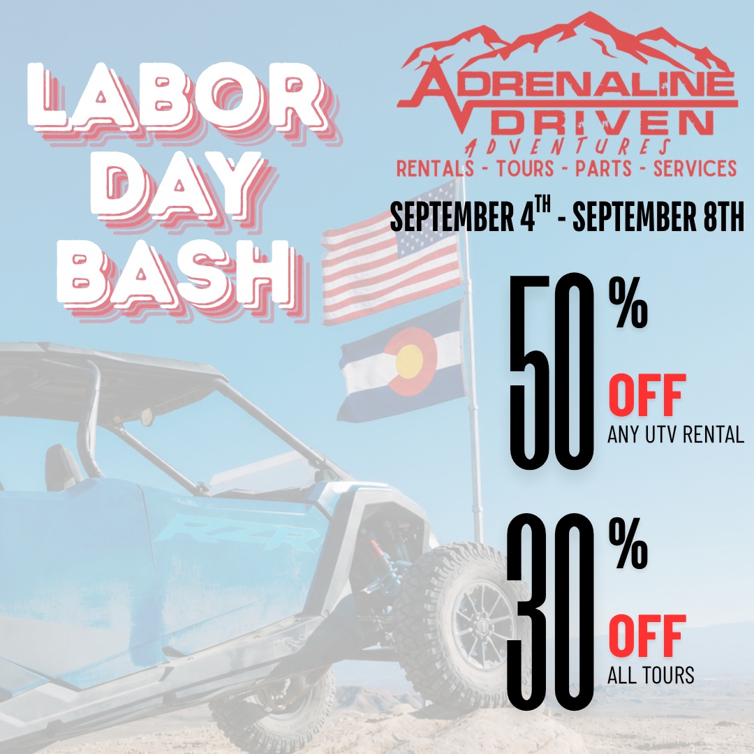 🚨 LABOR DAY WEEKEND BASH! 🚨
September 4–8, get ready to save BIG at Adrenaline Driven Adventure Company!
🔥 50% OFF UTV Rentals
🔥 30% OFF Guided UTV Tours
Whether you want to explore the trails on your own or let one of our local guides lead the way, this is the perfect weekend for an unforgettable adventure!
📣 Mention this ad when booking to receive the discount.
Availability is limited, so call now and let’s get you out on the trails!
📞 970-623-3888
🌐 ADACGJ.com
📍 Grand Junction, Colorado