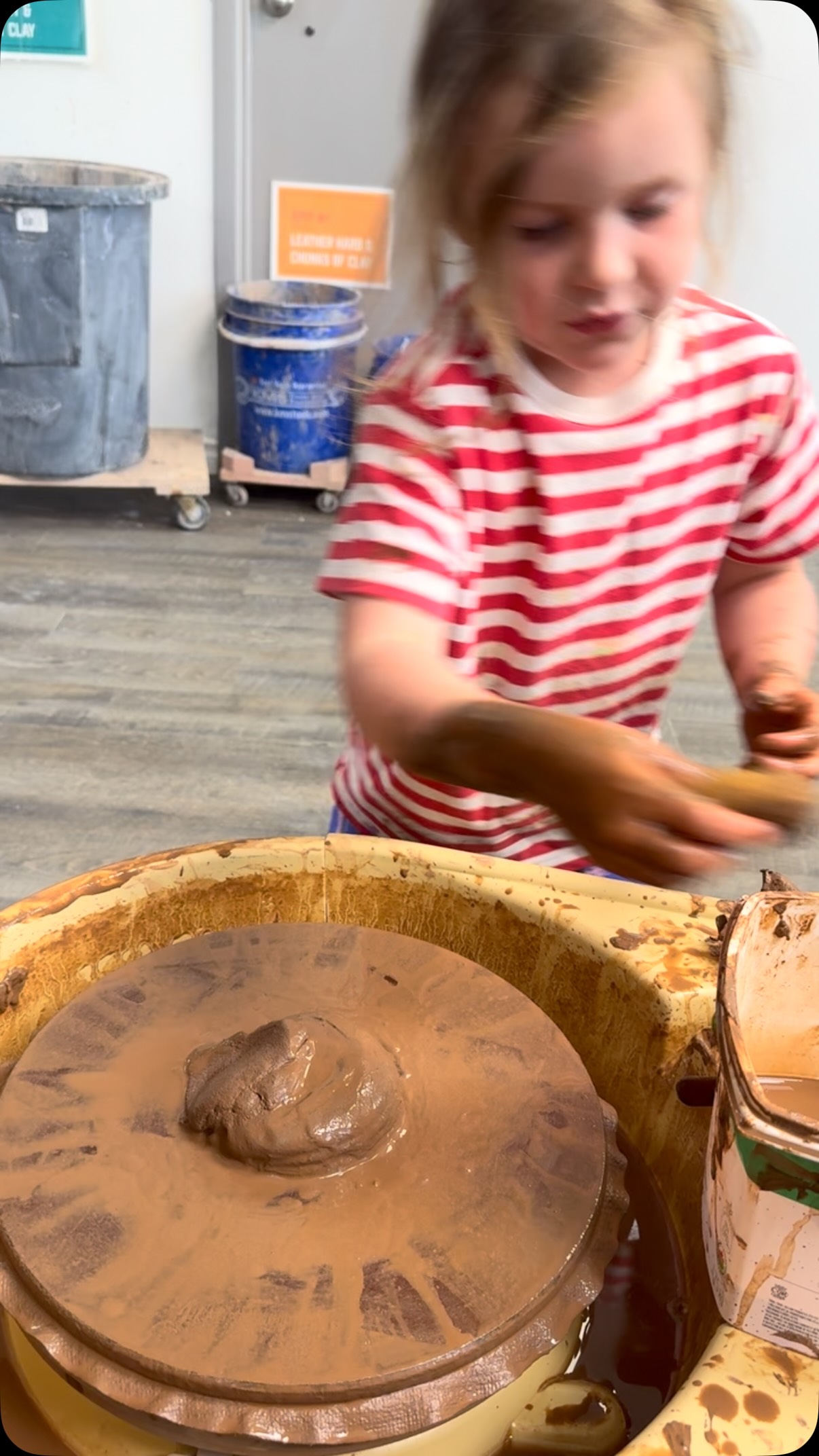 In August we welcome our friends and family to come to the guild and try their hand at pottery. These are just a few participants this month- it is so fun to share what we all love to do. My granddaughter told me as we were leaving โ when I grow up Iโm going to come to the potters guild once a week and you and auntie Sarah will still be coming. โ lol. She gets it. Itโs about community and sharing and friends that we meet when we come. Also dance parties are important