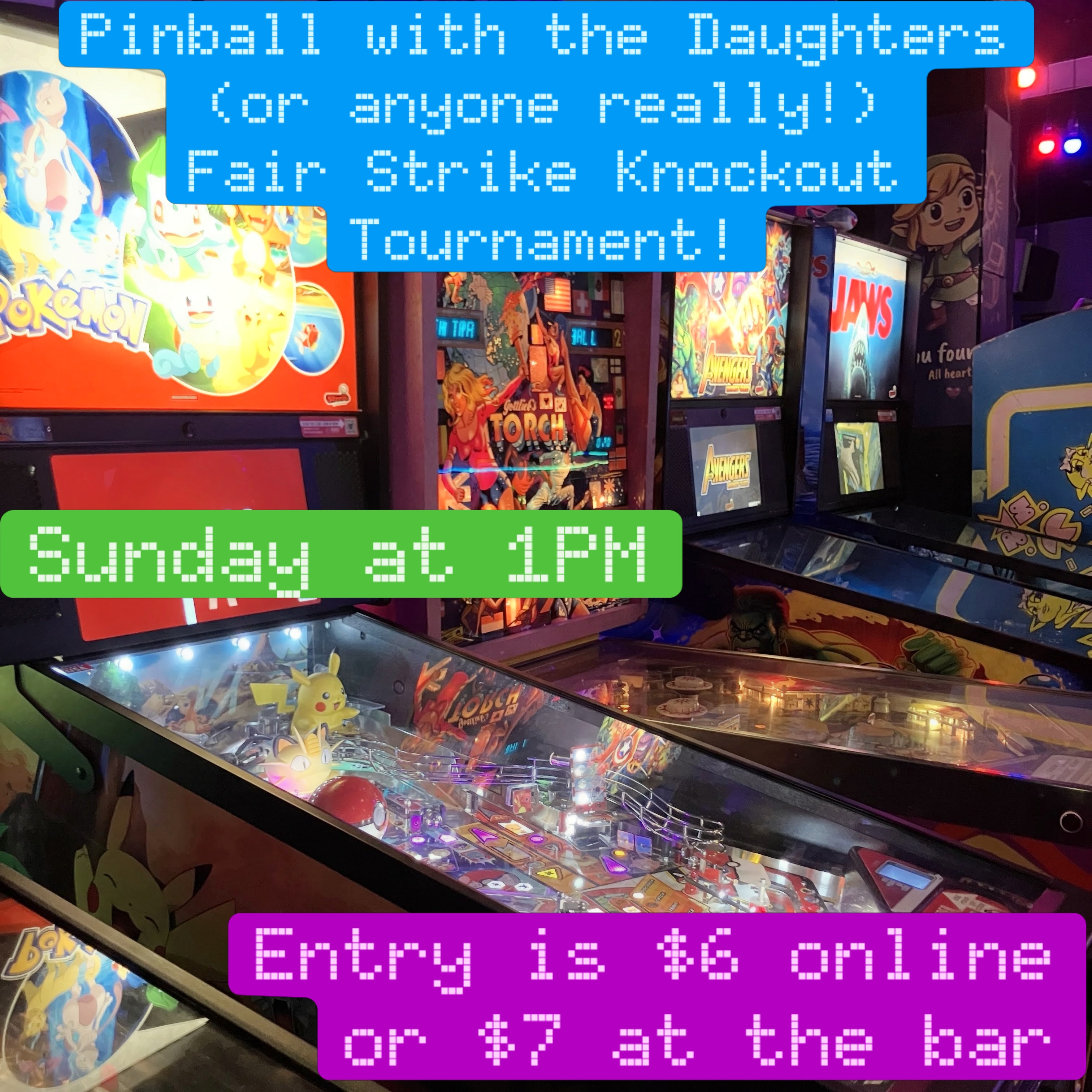 🚨Attention! Attention!🚨
We at 8-Bit Beans are here to inform you of our upcoming Stern Army Knockout Pinball tournament! Join us this Sunday Sept 27 at 1PM to spend an afternoon playing pinball with other awesome people and see if you can be the last one standing! Rules are simple: Each round has groups of 3-4 playing on a pinball machine. If you place first in the round you get zero strikes. Last gets 2 strikes and everyone else gets one. Keep playing each round until you get 6 strikes or you become our champion! Since it’s International Daughters Day as well, let’s get the girl power representing!
Prizes include gift cards, 8-Bit Beans merch and a raffle for an official Stern Translite!
$6 entry online or $7 at the bar, plus tokens gets you in on the action!
See you Sunday!!
#pinball #sternarmy #arcade #pressstart #downtownwhitby