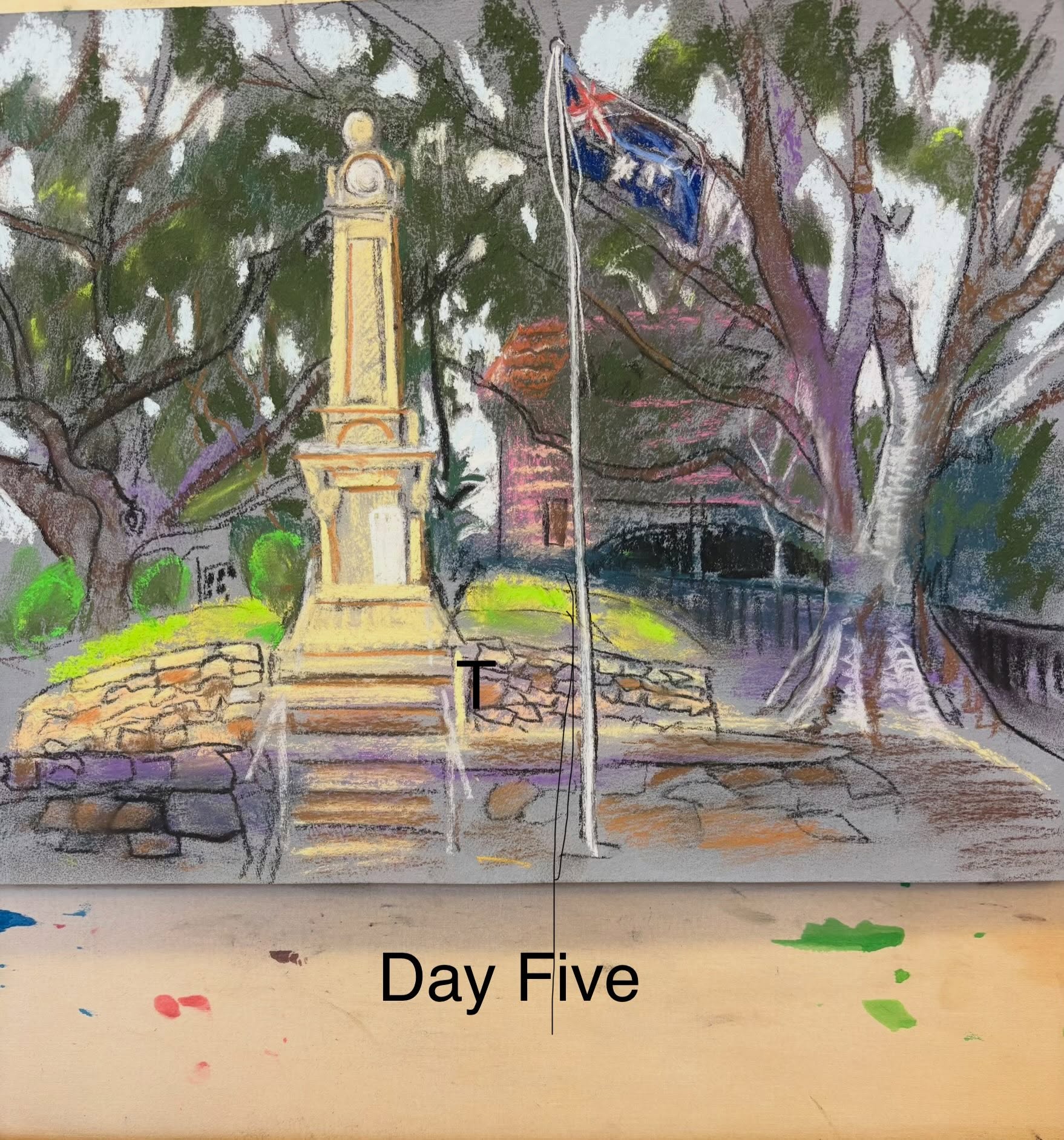 Day Five of the #stradaeasel challenge 2026. This is my fifth time participating in this 30 day challenge. I have had a hugely busy week but have still managed to get the first five days done.
This view is of the Ithaca War Memorial just over the road from my house. We go to the Anzac Day Ceremony there every year.
#stradaeasel2026 #urbansketch #drawingonlocation