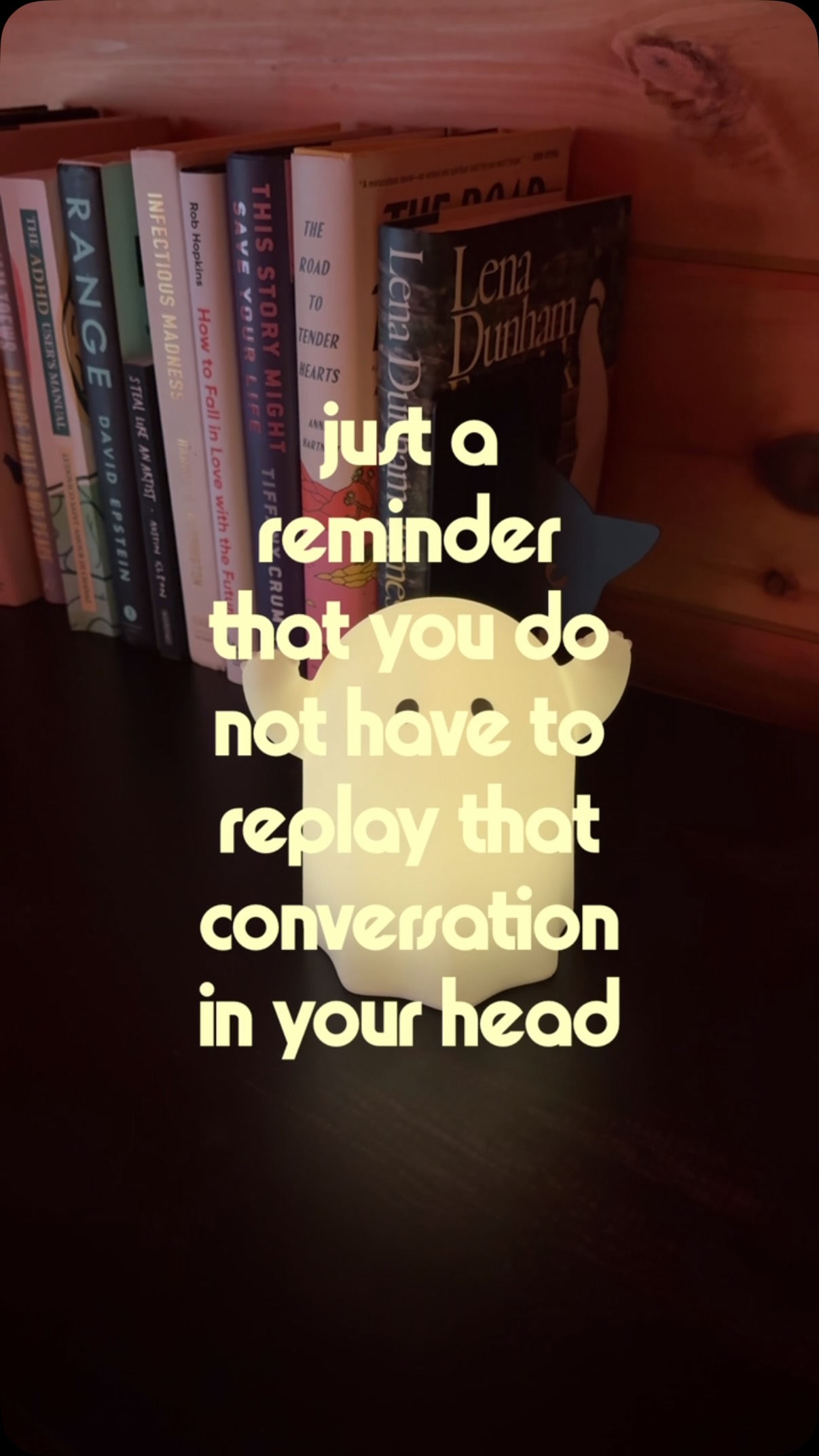 My rules for post-socialization analysis:
1. If what I said was that bad I wouldn’t need to search the replay for it
2. Its their job to tell me I said something offensive/rude/hurtful, just as it’s my job to tell them
No exaggeration, training my brain not to validate the desire to do post-analysis has saved me sooooo much time to enjoy my life!!