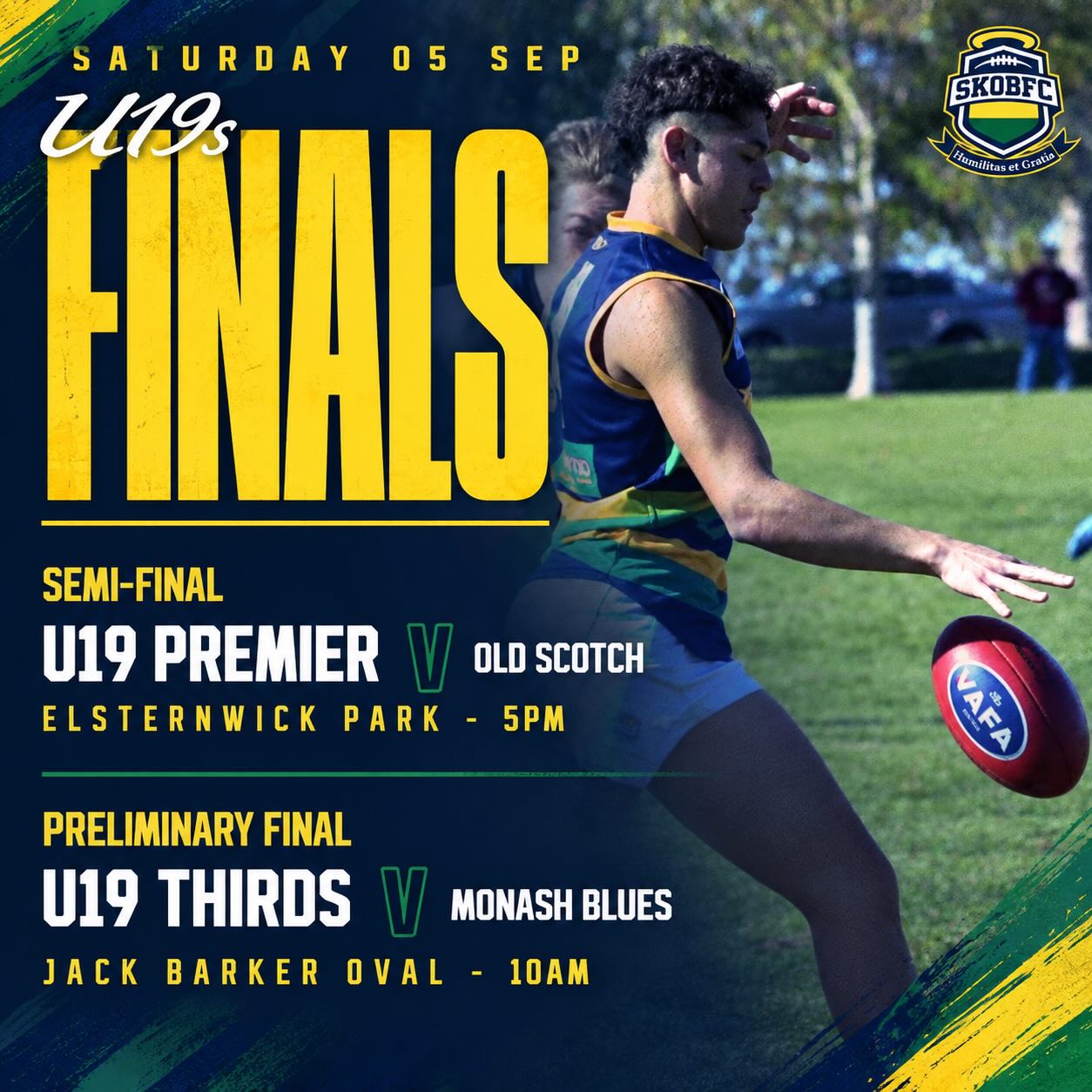 U19 Premier & Thirds in finals action tomorrow!!
Get down and support!!
#goSKOB💙💛💚