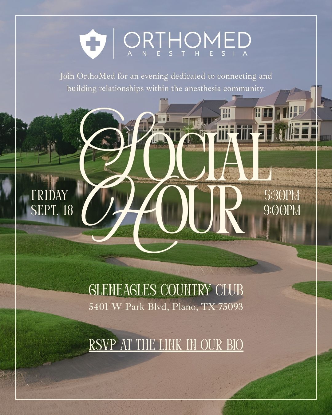 Calling all Anesthesiologists and CRNAs in the DFW area!
OrthoMed Anesthesia is hosting a DFW Anesthesia Provider Networking Event. This is a casual evening designed for anesthesia professionals across the Dallas-Fort Worth area to connect, meet providers from different practices, and build relationships across the anesthesia community.
🗓 Friday, September 18
🕔 5:30 PM – 9:30 PM
📍 Gleneagles Country Club | Plano, TX
If you are an anesthesia provider in the DFW area, this event is for you. Space is limited and RSVPs are required.
👉 RSVP at the link in bio
#DFWAnesthesia #CRNA #Anesthesiologist #CRNALife #AnesthesiaCommunity