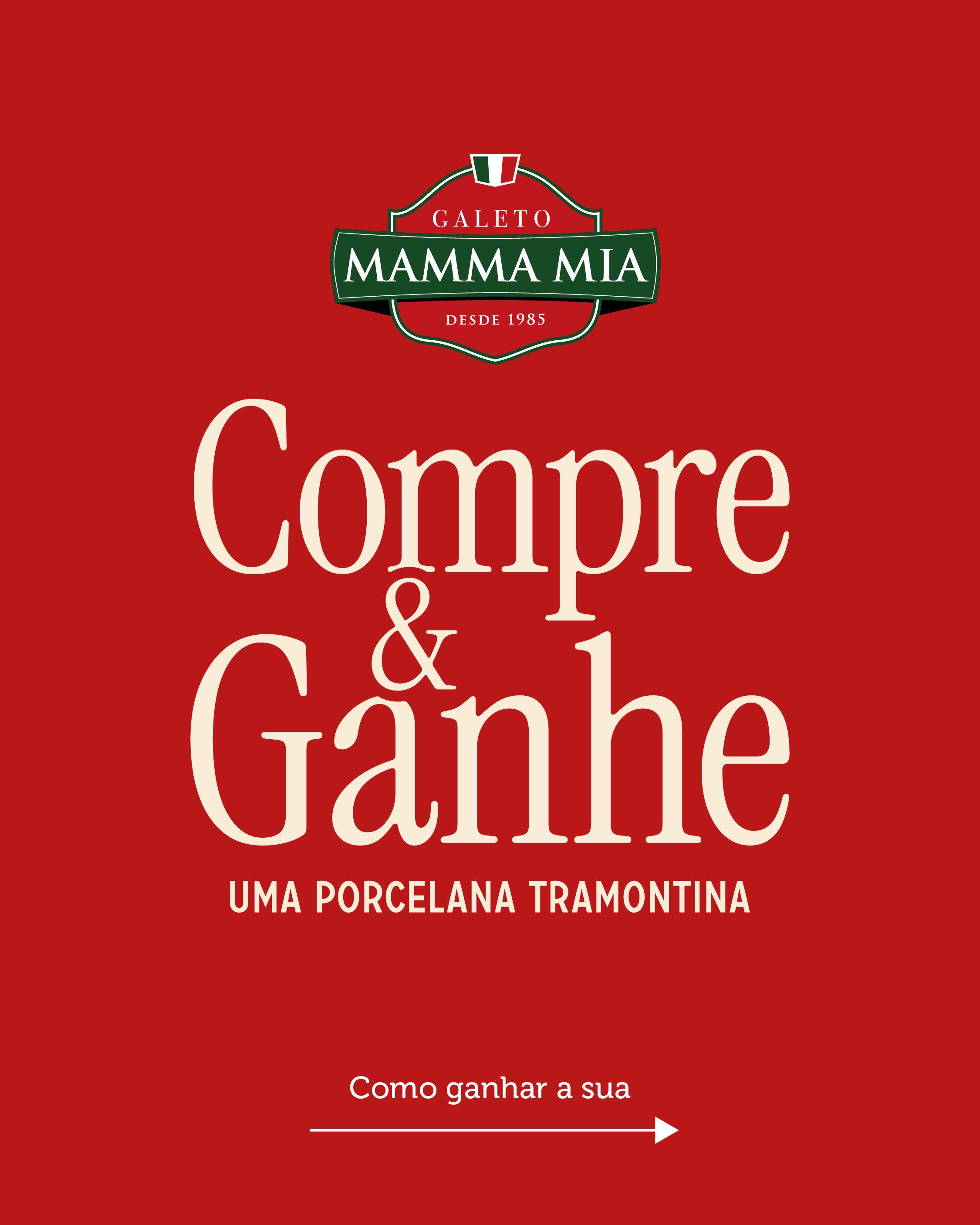 Uma tradição que agora também pode fazer parte da sua casa.
Durante a campanha Compre & Ganhe do Mamma Mia, ao pedir uma Sequência da Mamma participante, pelo valor regular do cardápio, você ganha uma louça exclusiva da campanha para levar para casa. 🍅
Para participar, é necessário realizar o cadastro e a validação conforme as orientações da nossa equipe. A ação é válida somente para consumo no local, enquanto houver estoque, e não é cumulativa com descontos ou outros benefícios.
As opções vegetariana e infantil não participam da campanha. A opção para bariátricos participa normalmente, seguindo as mesmas regras.
Venha viver esse momento no Mamma Mia e leve para casa uma peça criada para continuar fazendo parte de novas histórias à mesa. ❤️