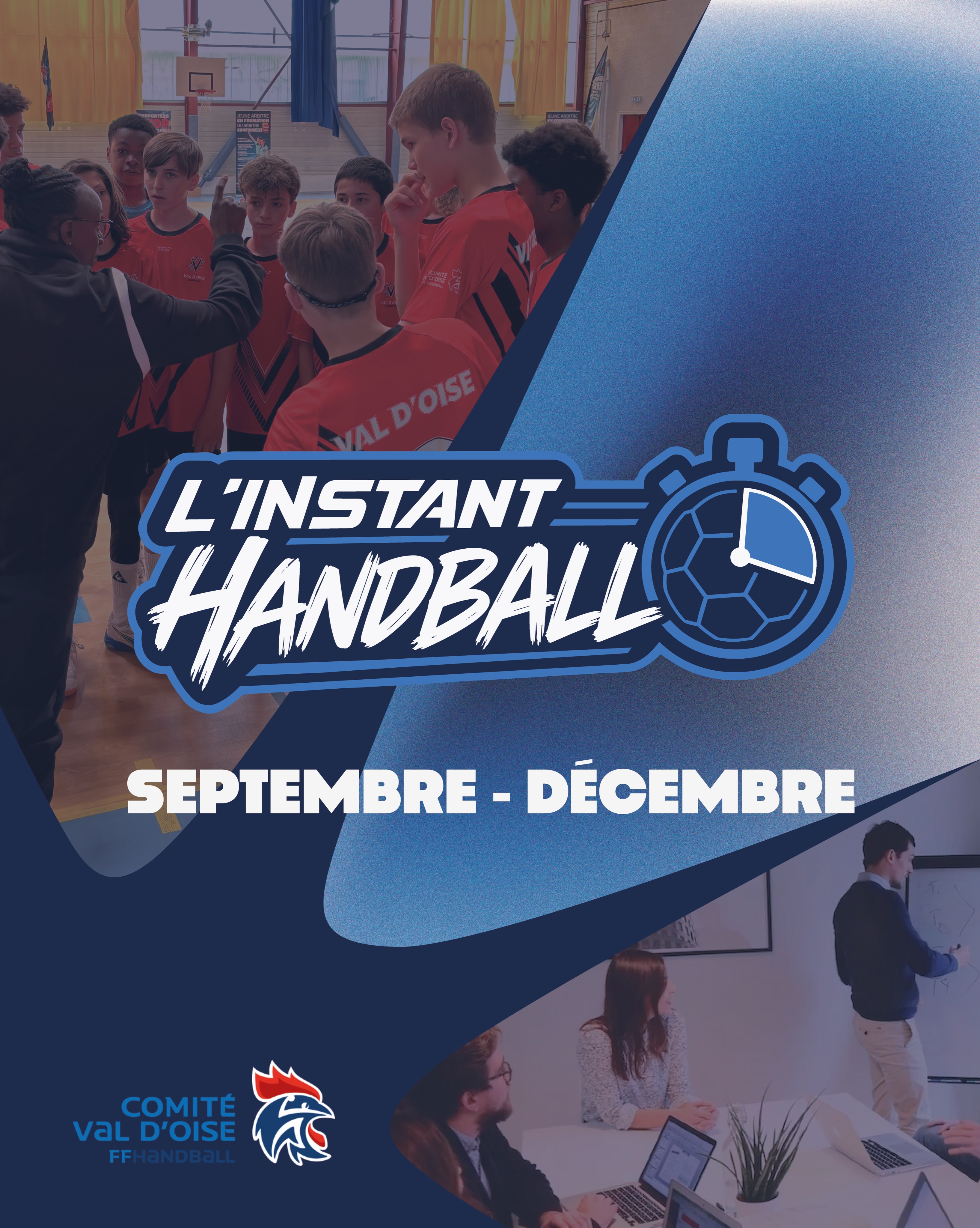 📣 L’Instant Handball revient pour la saison 2026-2027 !
Le Comité Handball du Val-d’Oise propose plusieurs rendez-vous à destination des entraîneurs et éducateurs pour se former, échanger et enrichir leurs pratiques.
📅 28 octobre — Gardien de but avec Patrice Annonay
📅 6 décembre — Détection & fidélisation avec Pascal Person
📅 31 mars — Relation arrière-pivot avec Roman Scattolari
📍 Athlética
🎓 Recyclage possible avec 3 participations pour les diplômes : Débuter dans l’entraînement, ETJ et ETA.
➡️ Faites défiler le carousel pour découvrir le programme complet.