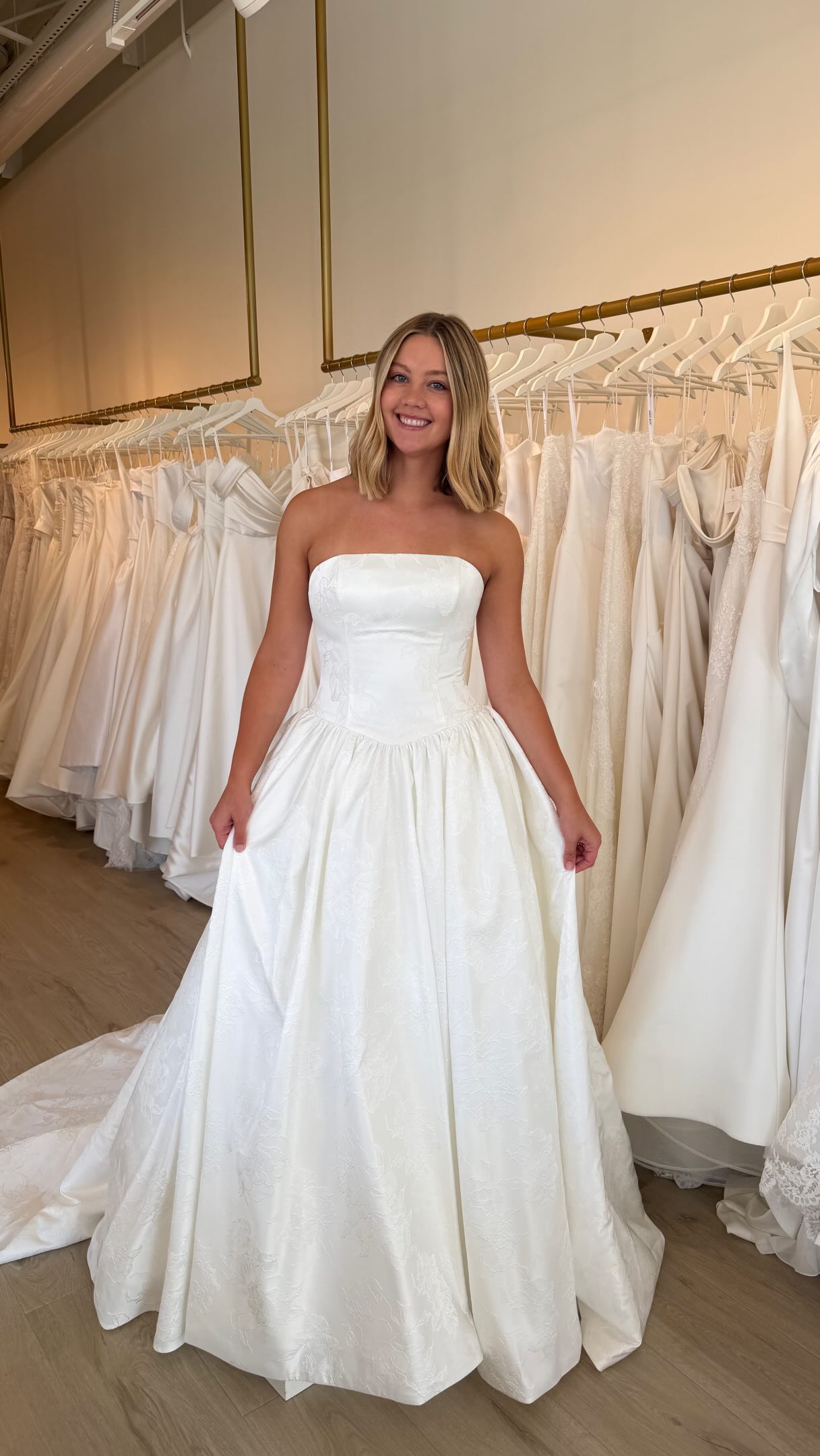 Amsale has arrived β¨ A little peek at the gowns waiting for you during our trunk show, Sept. 4th-12th!