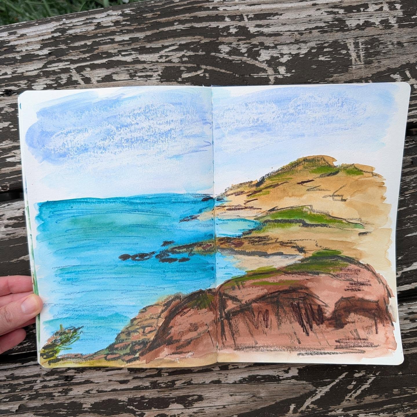 Made during @katie_moody's livestream on patreon. I love the colors and textures! So much fun!
#mixedmediaart #landscapeart #landscapesketching #artexploration #mixedmedia